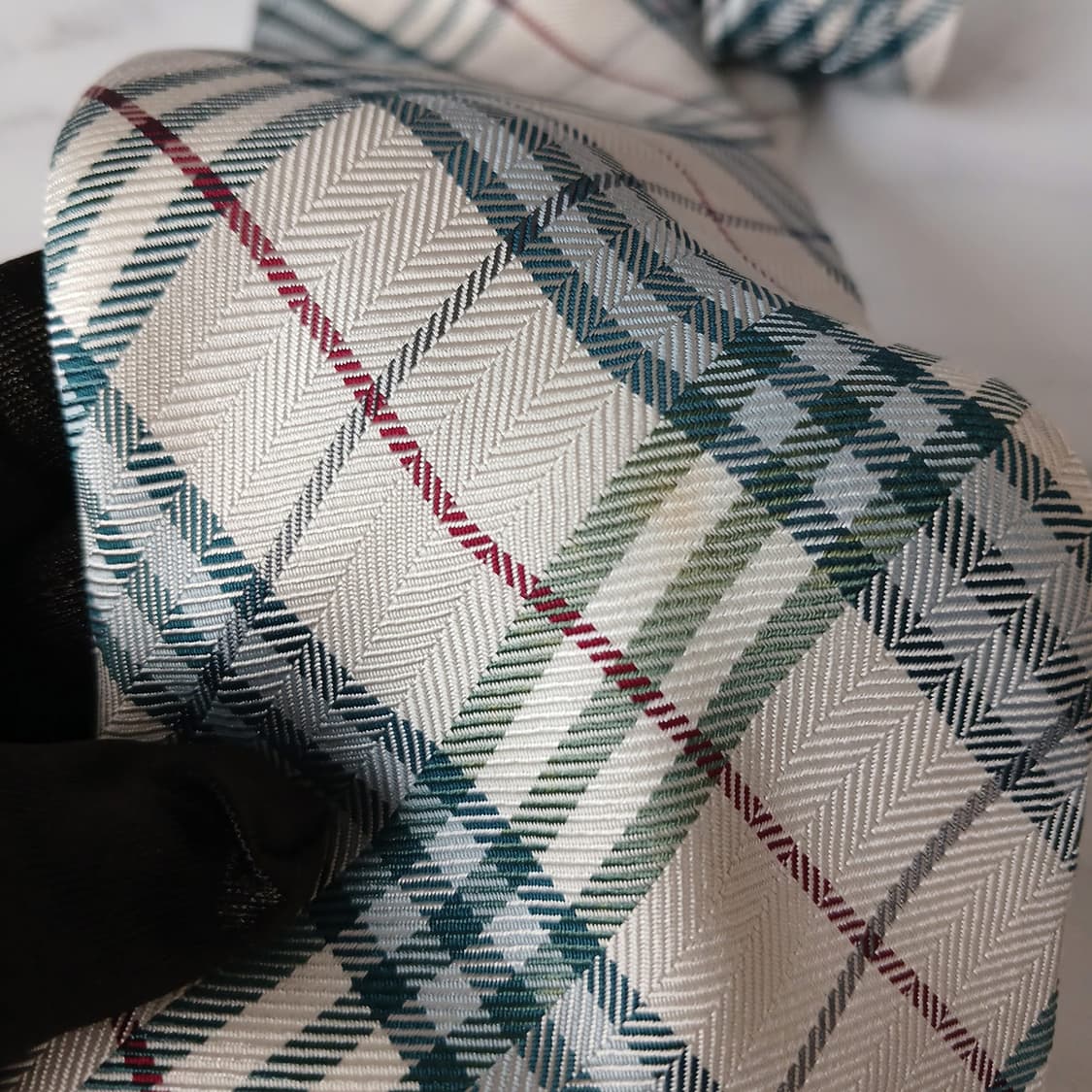 버버리 실크 베이지 체크 패턴 넥타이 8.5cm A등급 E890 상품이미지6