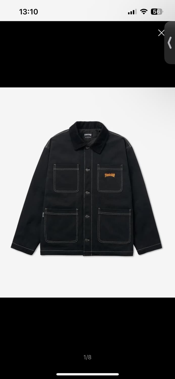 트레셔 퀼티드 스몰 플레임 로고 워크 자켓 블랙 상품이미지1