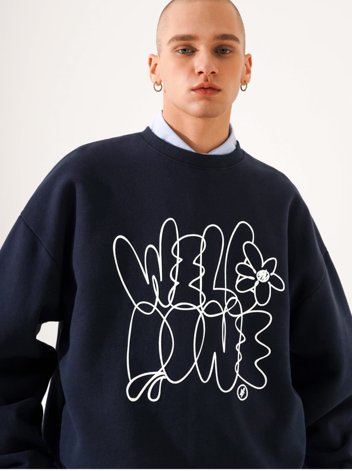 TWN 덤블 워싱 기모 맨투맨 navy - L 상품이미지7