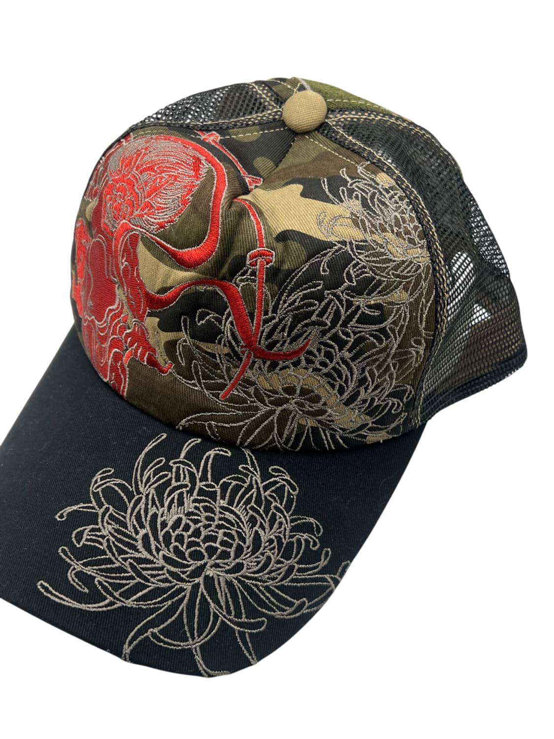 카라쿠리 타마시 風神 x Flower 자수 트러커 캡 상품이미지3