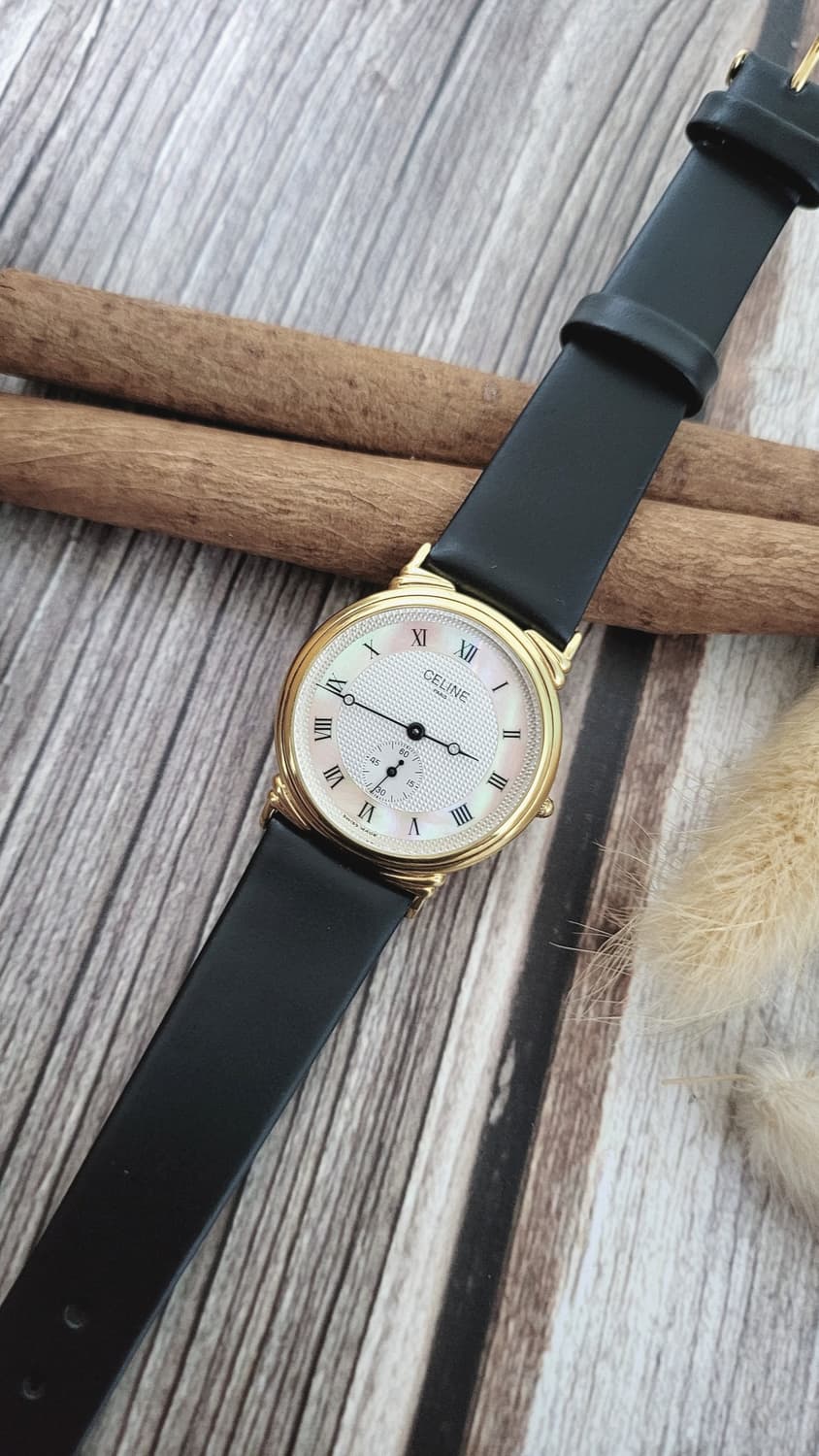정품 셀린느 스몰 세컨즈 골드 남여공용 쿼츠시계 상품이미지6