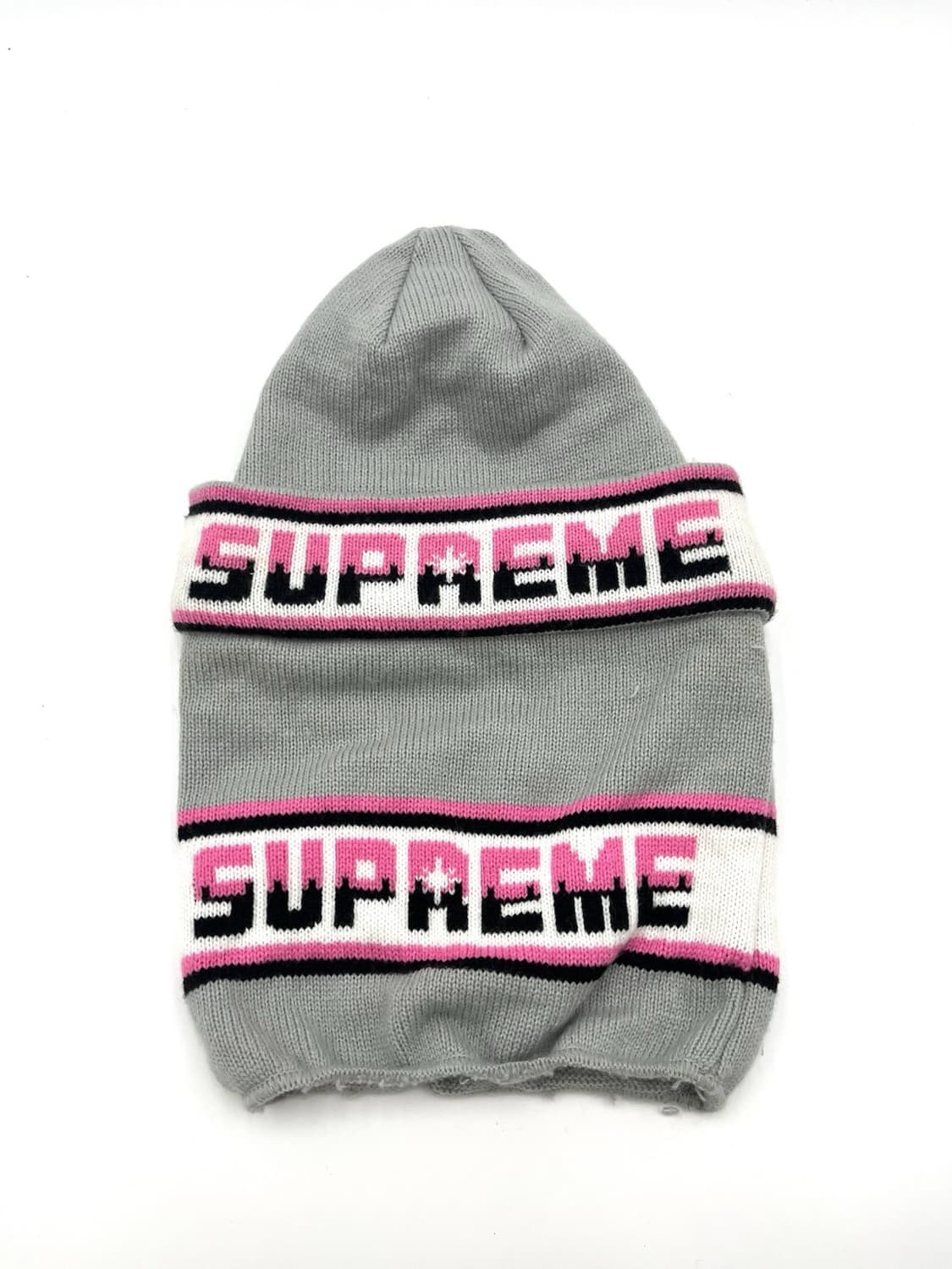 20FW 슈프림 더블 로고 페이스마스크 비니 그레이 핑크 상품이미지4