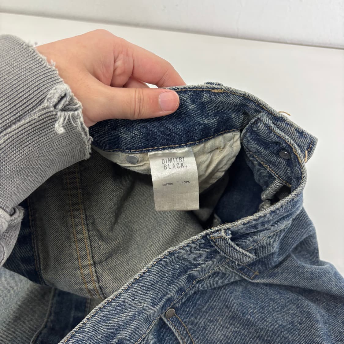 XL 디미트리블랙 연청 워싱 와이드핏 데님팬츠 상품이미지4