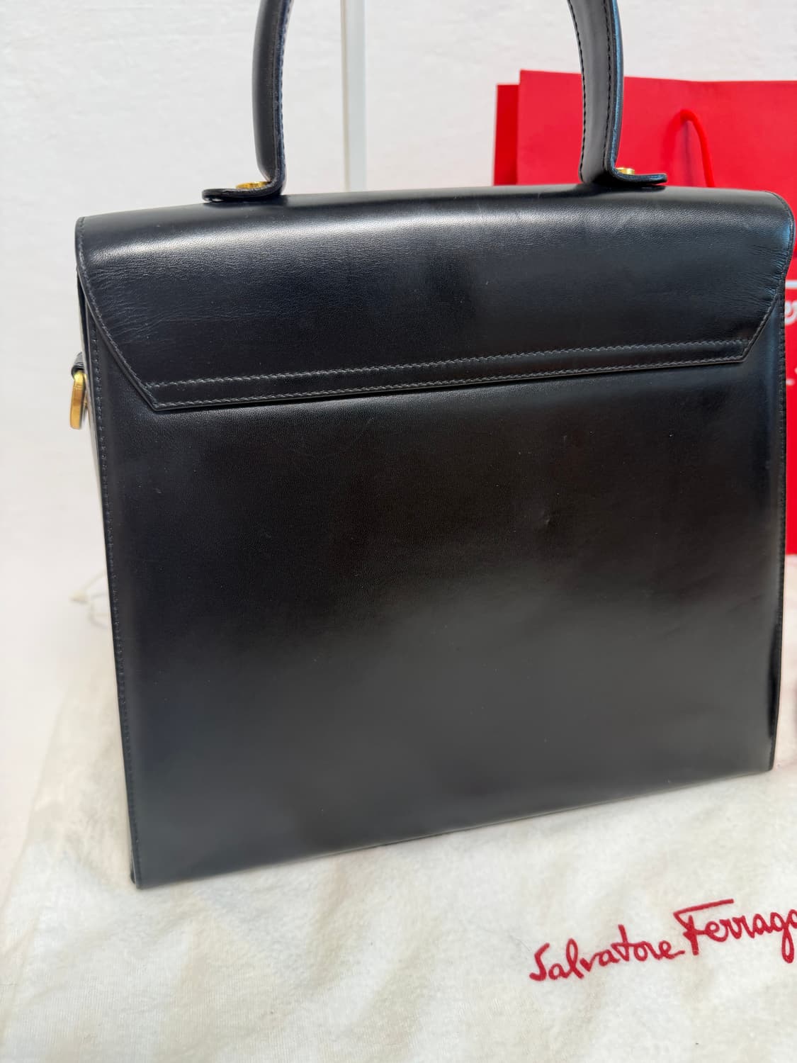 정품 페라가모 블랙 미디움 간치니백 탑핸들백 토트백 핸드백 차정원백 때 상품이미지6