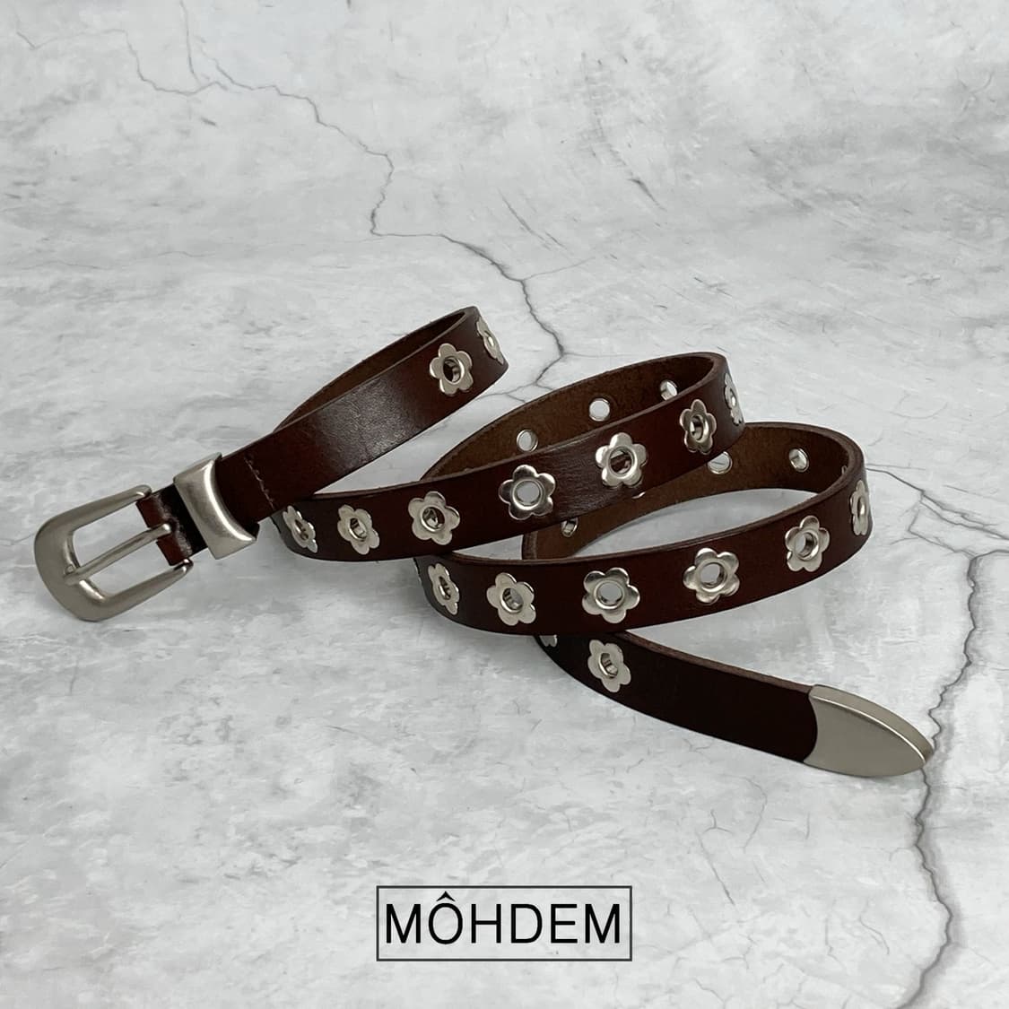 [Unisex] 플라워 아일렛 이태리소가죽 벨트 상품이미지5