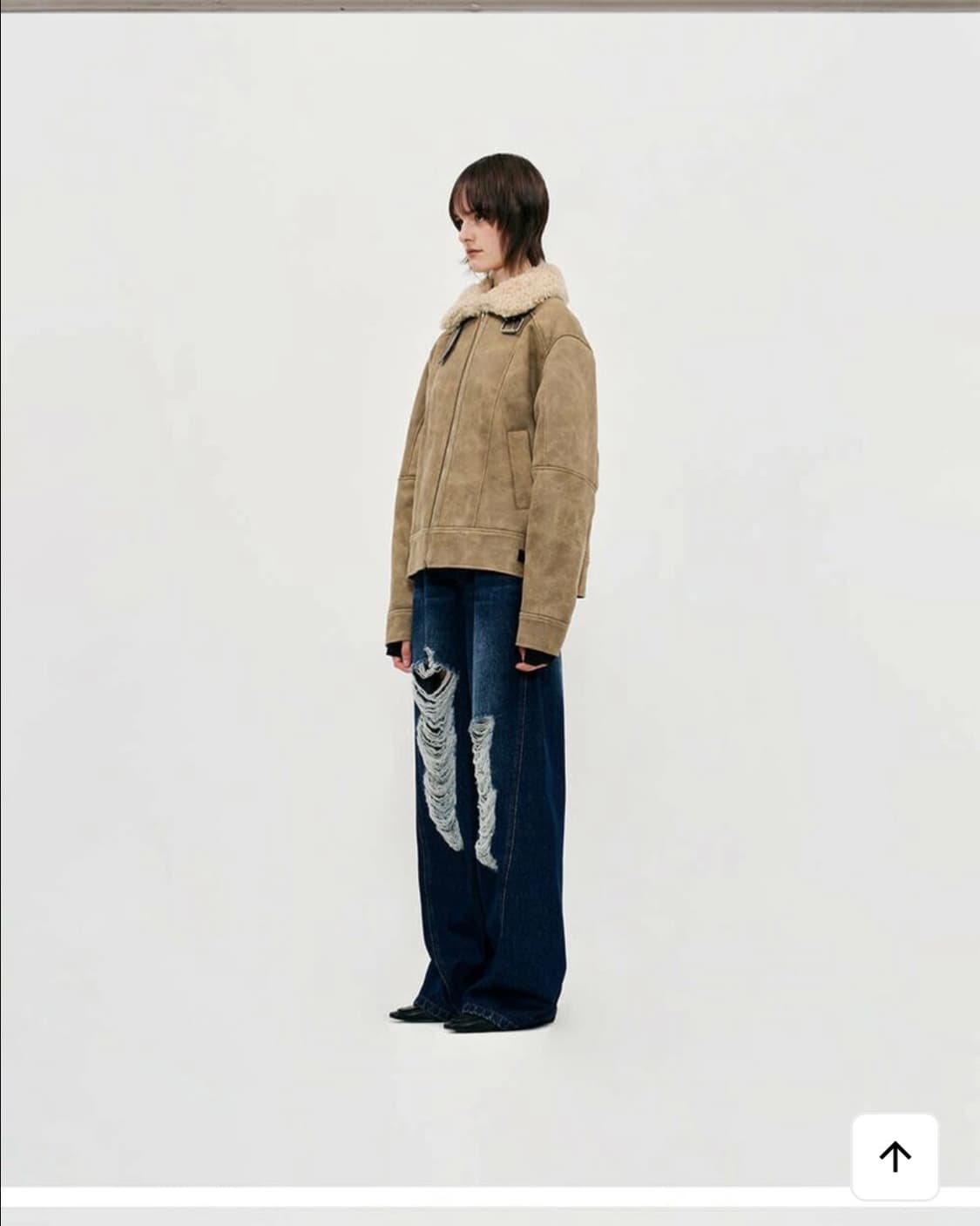 밀로 우먼 빈티지 크랙 시어링 자켓 카멜 s 상품이미지3