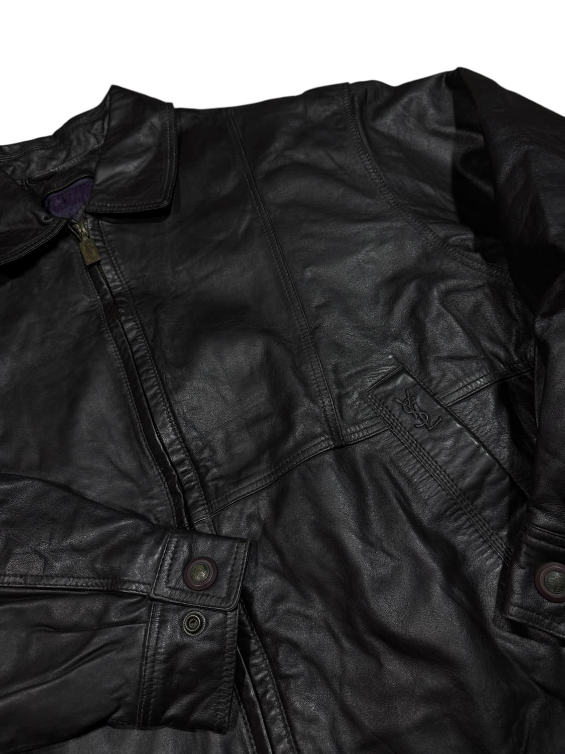 YvesSaintLaurent 입생로랑 쉽스킨 레더 블루종 상품이미지2