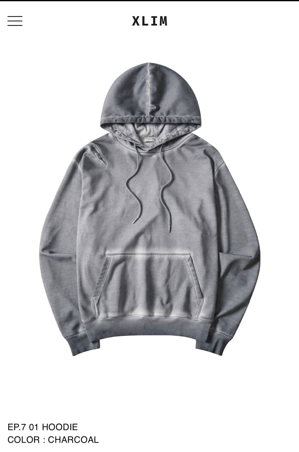 엑슬림 ep7 01 후드티 차콜색상 상품이미지1
