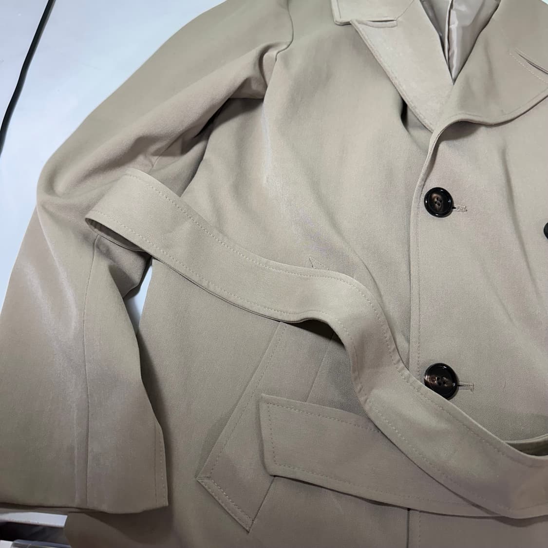 100 L 앤드지 딥베이지 로브 더블 롱 트렌치코트 상품이미지2