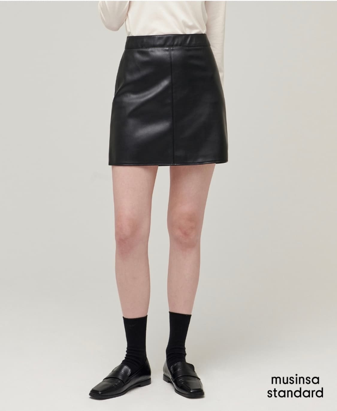 우먼즈 비건 레더 미니 스커트 [블랙] M 상품이미지1