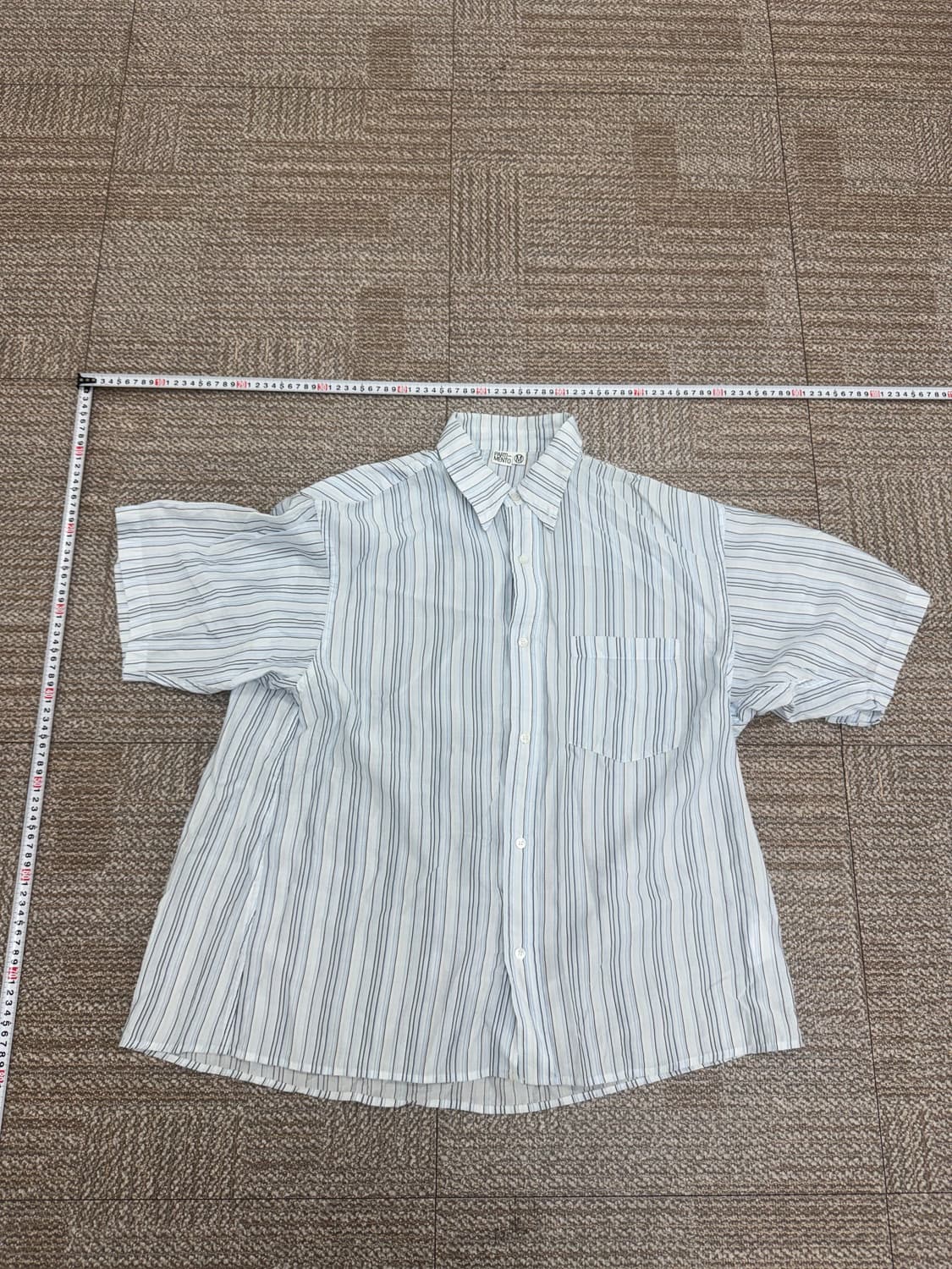 파트리먼트 멀티 스트라이프 a-라인 오버핏 하프 셔츠 스카이 상품이미지2