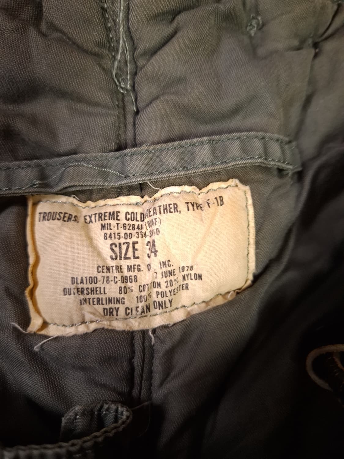 오리지날 70's 미공군 F-1B 울 방한 항공 트러우저 상품이미지3
