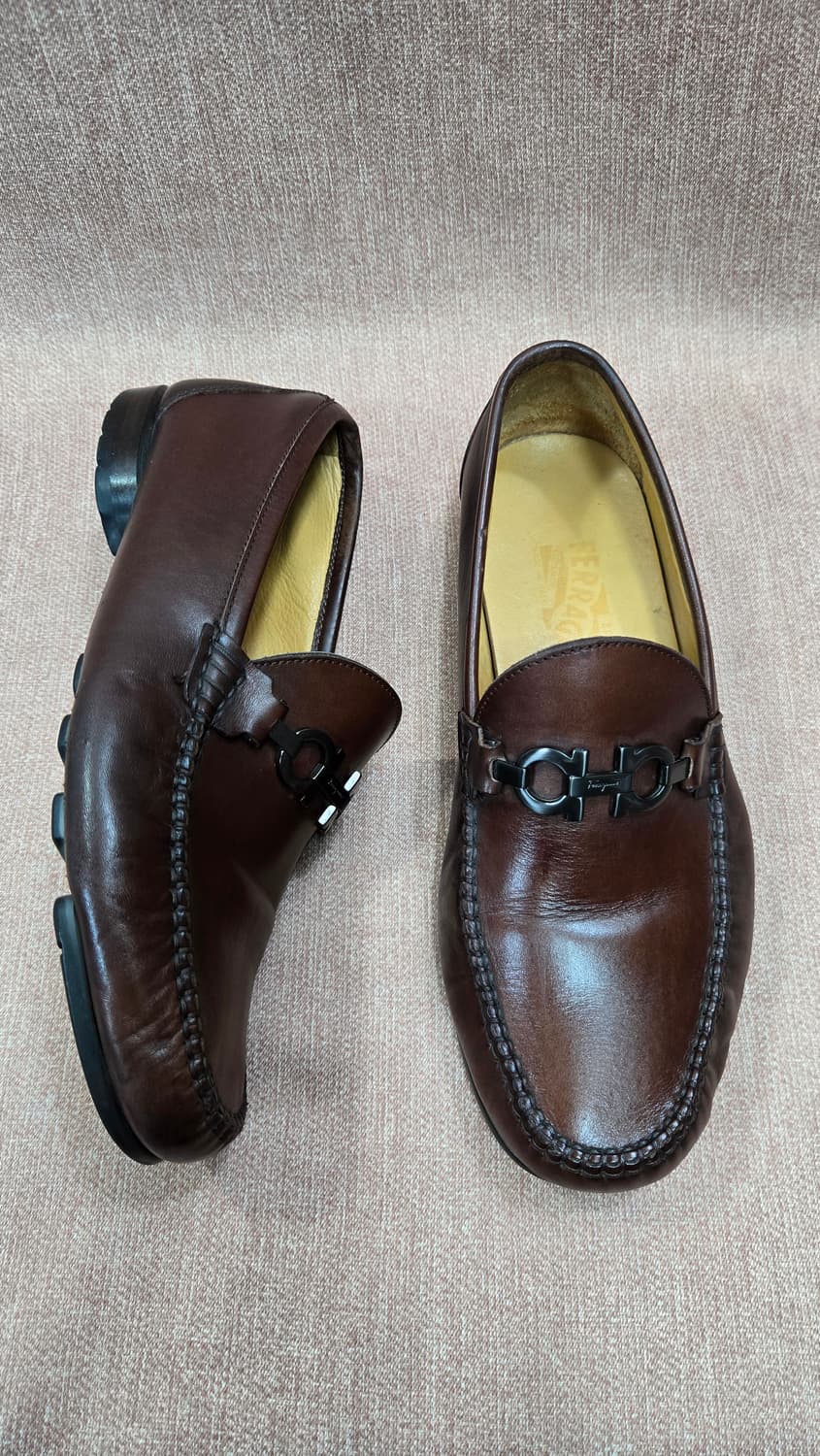 살바토레 페라가모 260mm- 정품 간치니 남성용 브라운 가죽 로퍼 상품이미지1