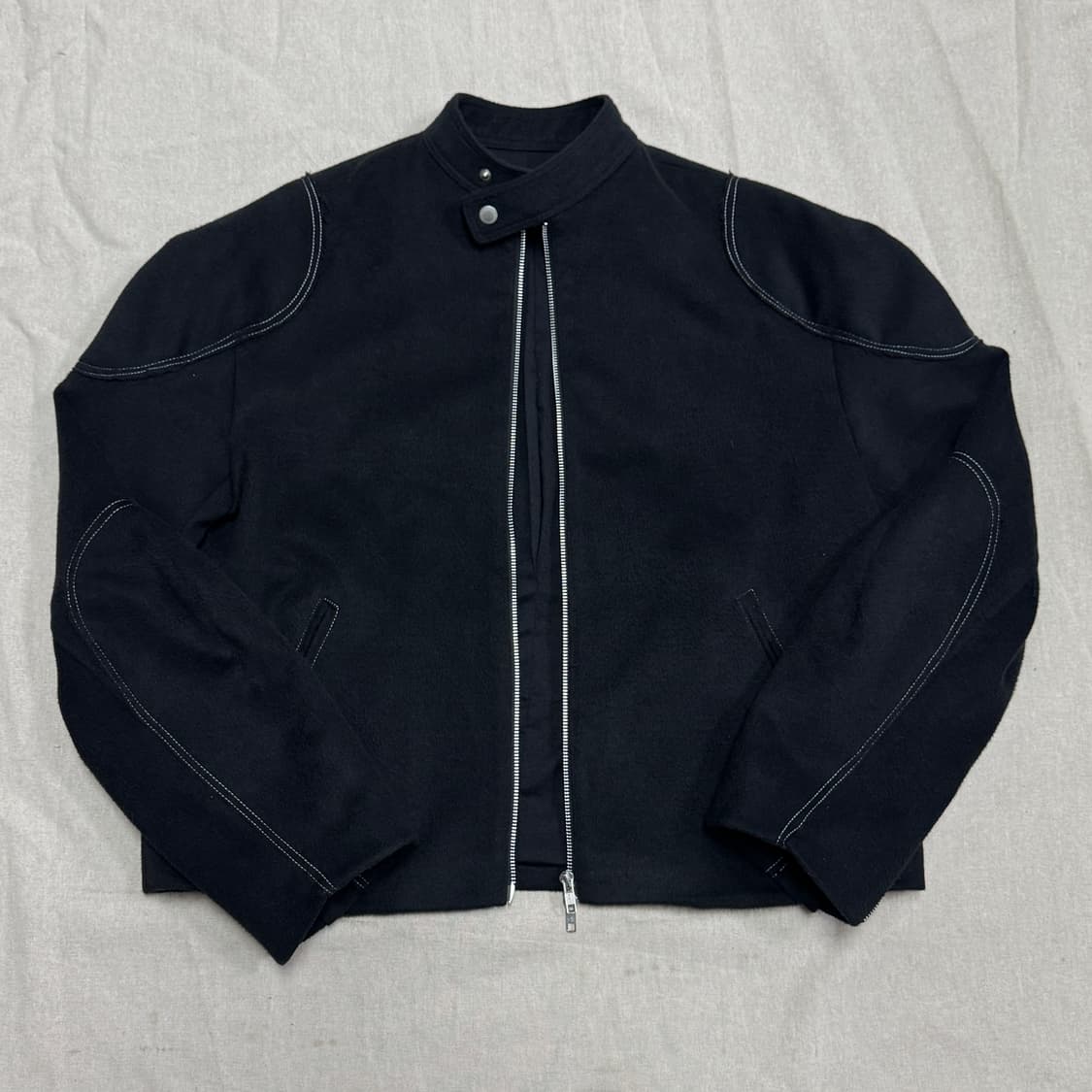 더뮤지엄비지터 백패치 바이커 울 자켓 L 상품이미지3