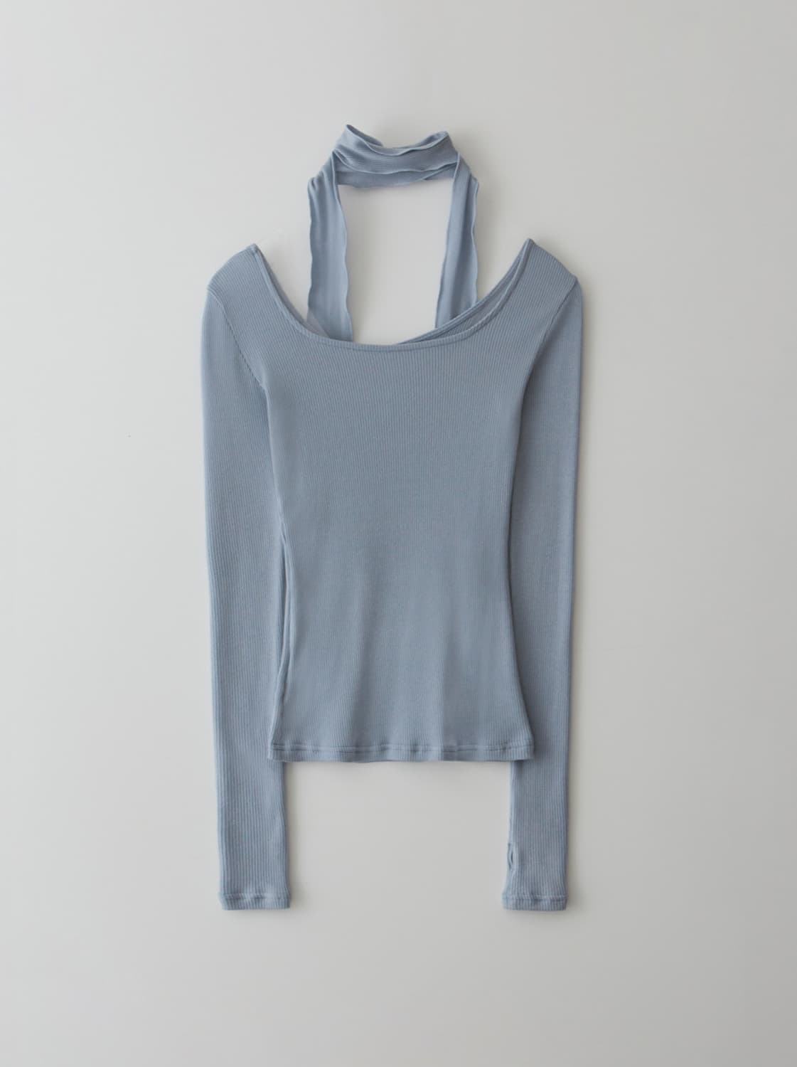 마조네 neck point ribbed top 상품이미지1