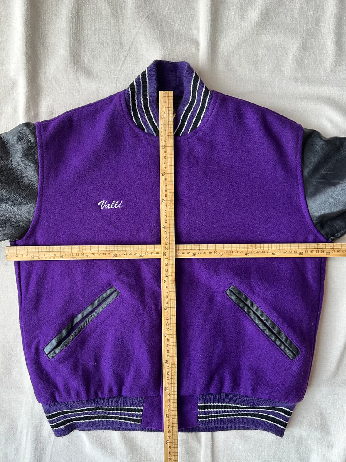 바시티 레더 자켓 made in USA 퍼플 100 상품이미지10