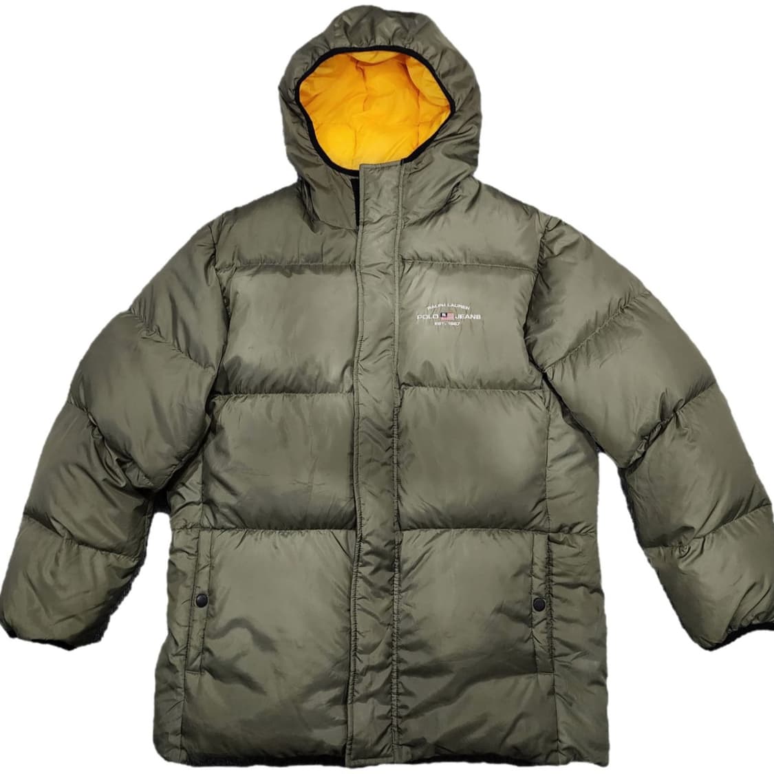 폴로 진스 00s 성조기 빈티지 후드 푸퍼 패딩 M 상품이미지1