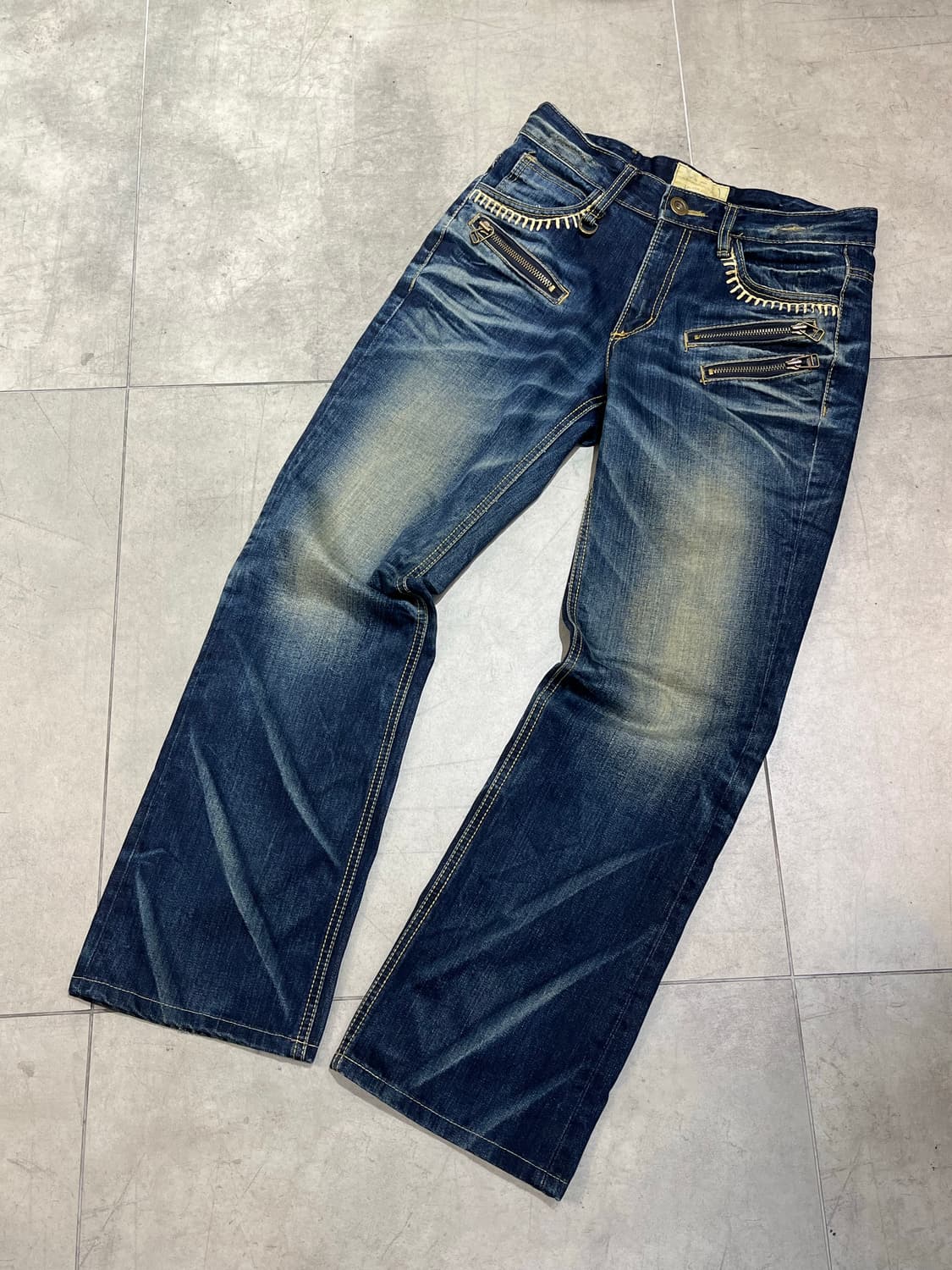 일본 빈티지 Lolita jeans 락펑크 지퍼 와이드 데님 팬츠  상품이미지1