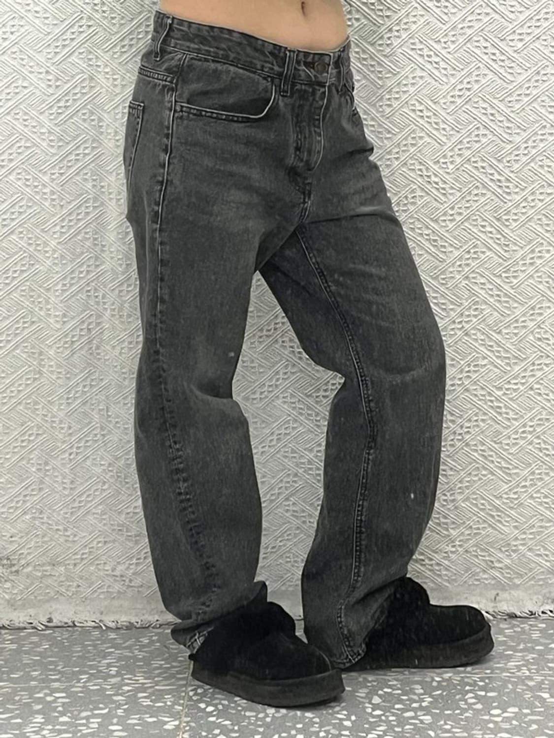 피스워커 베이직 기본템 흑청 와이드 데님팬츠 31인치 C06544 상품이미지1