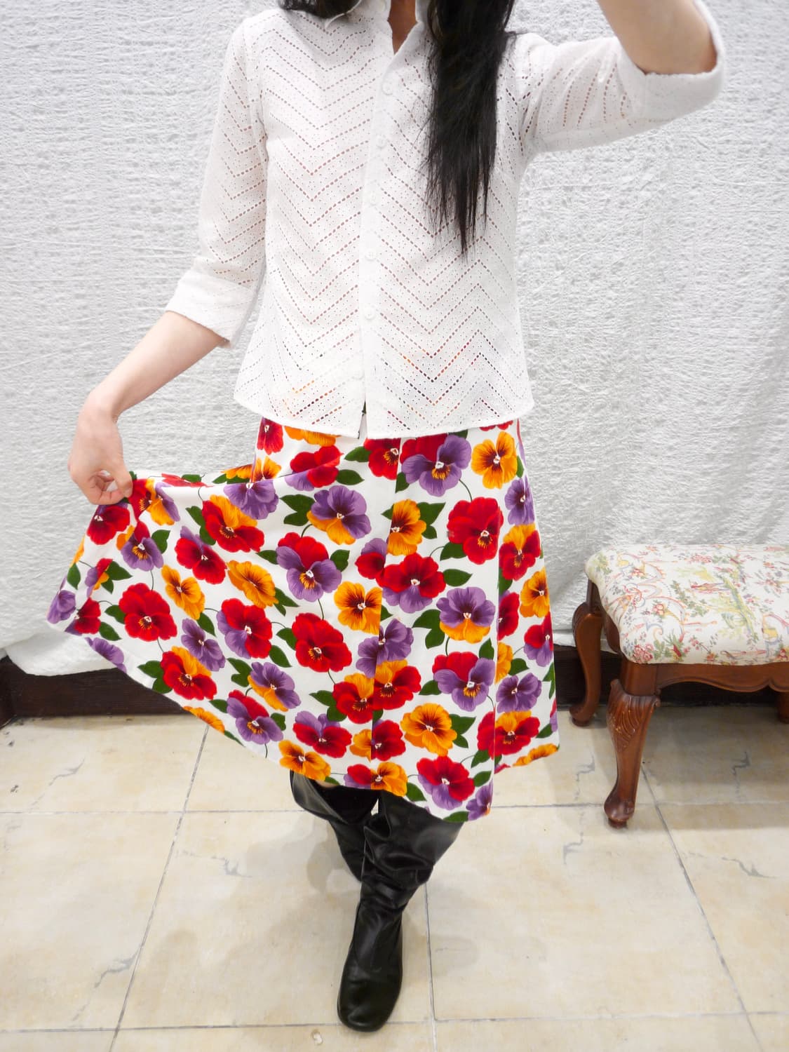 Flower pop midi skirt 상품이미지1