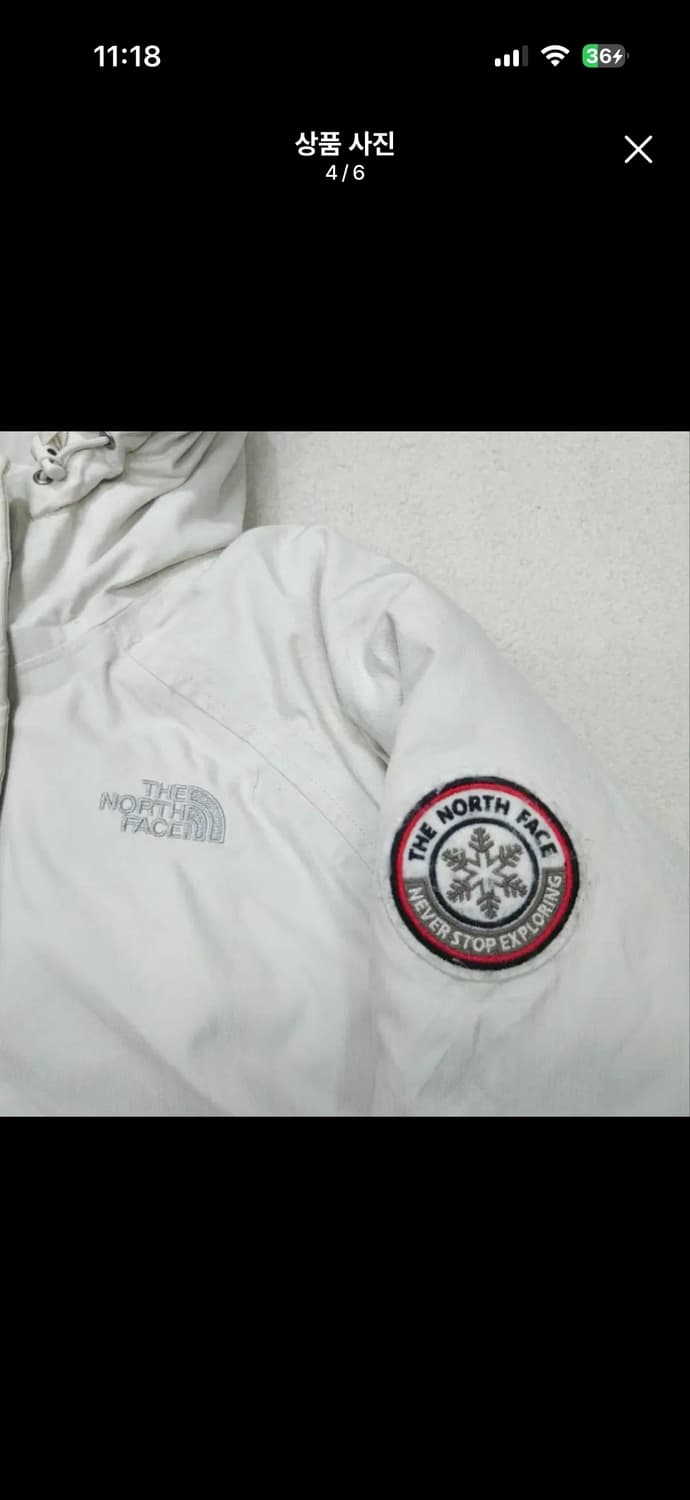 노스페이스 여성 후드 화이트 숏패딩 상품이미지3