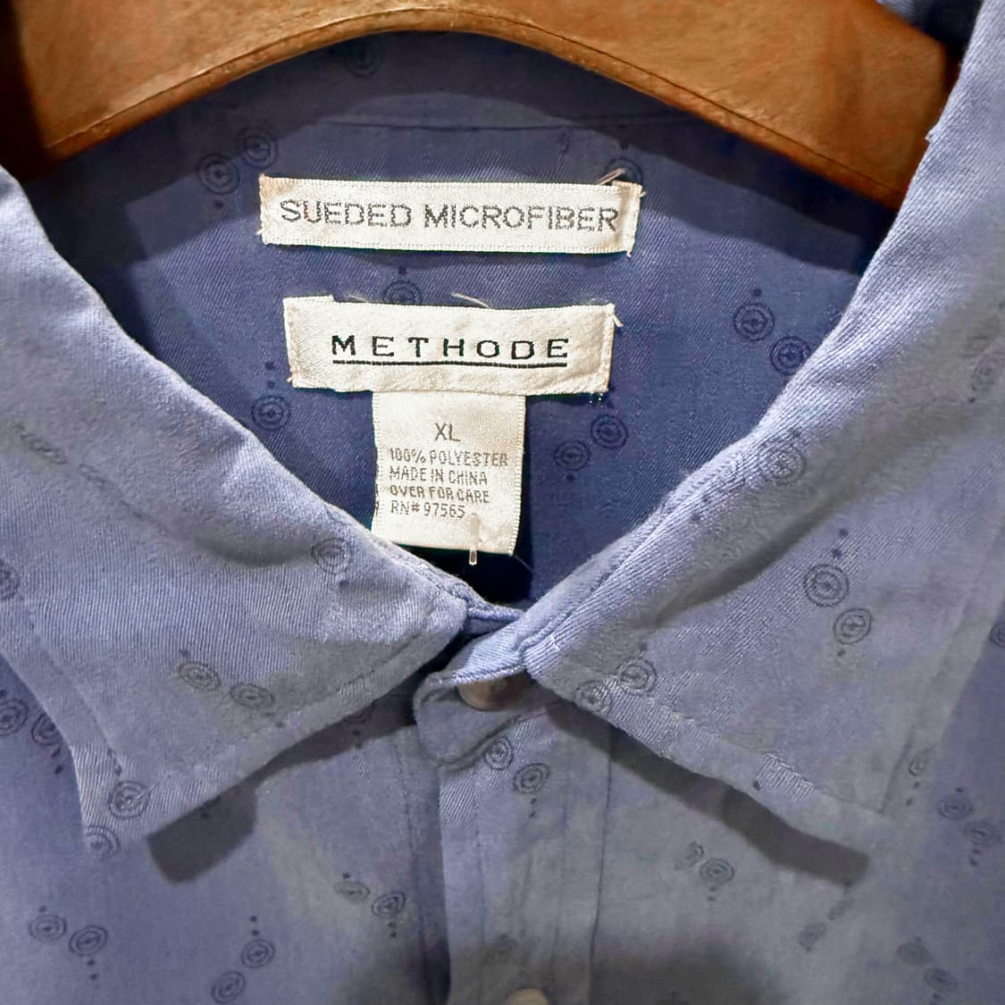 METHODE 메소드 도트서클 스웨이드 셔츠 유니크 패턴 디테일 블루 상품이미지6