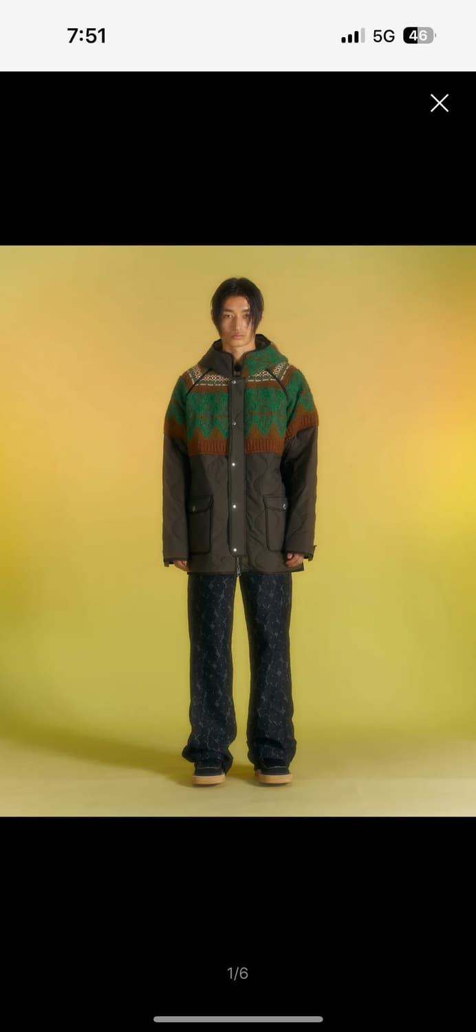 앤더슨벨 노르딕 니트패치 퀄티드 파카 M 사이즈 카키 상품이미지3