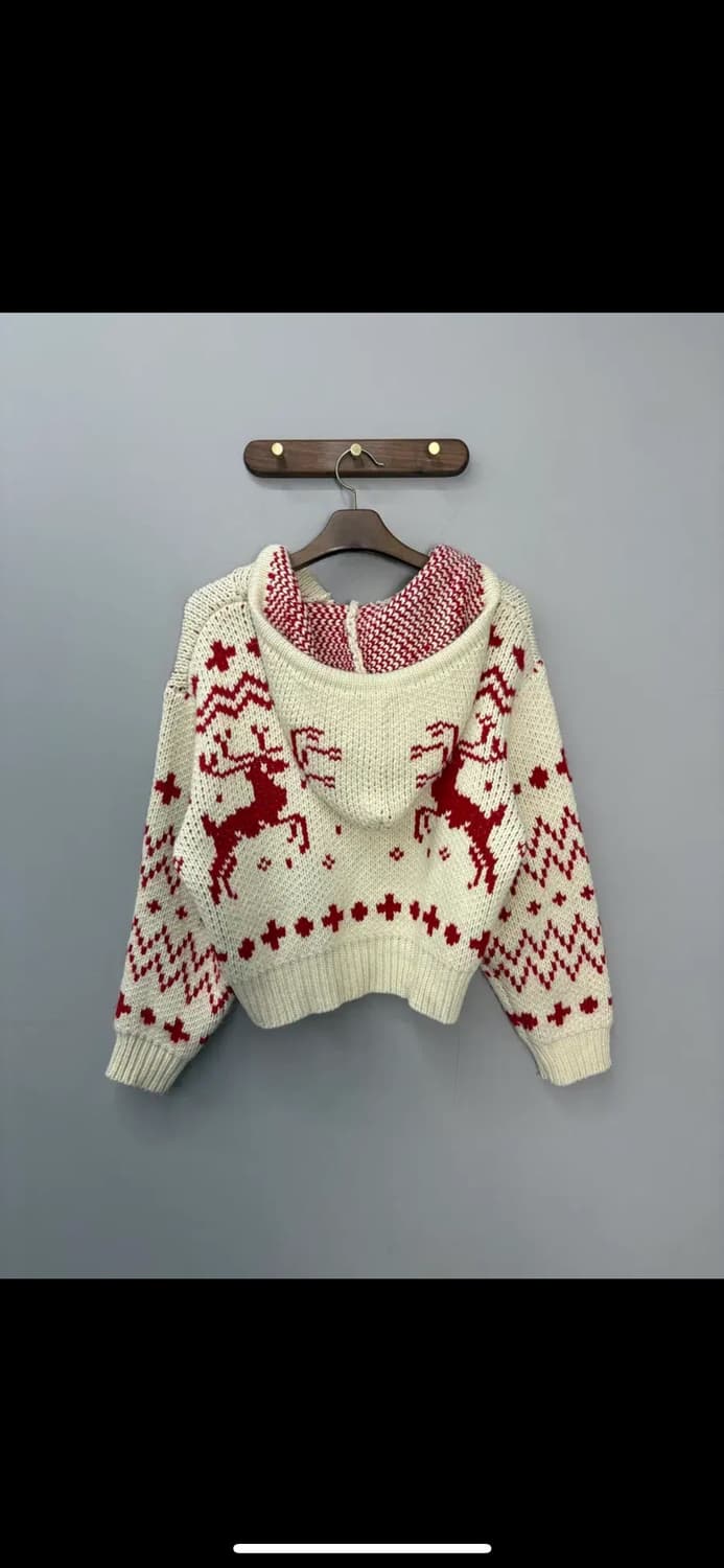 앤드모어 노르딕패턴 니트 후드집업 H1300 상품이미지4