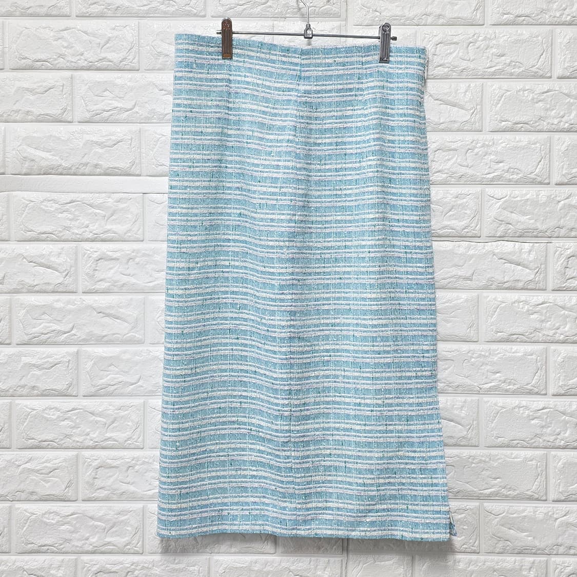 택포// 21s 모조에스핀 하늘색 트위드 스커트 28인치 상품이미지4