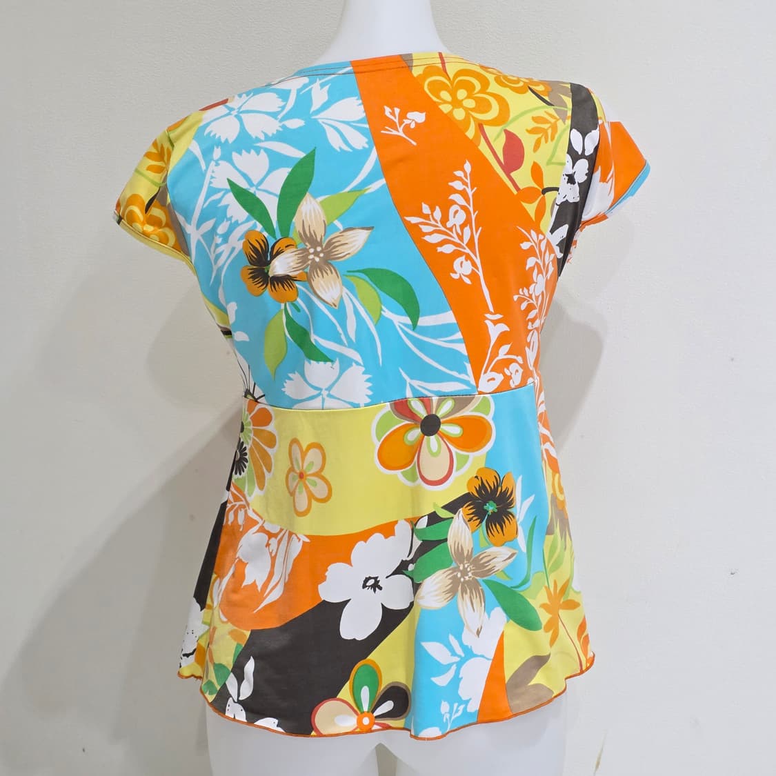 빈티지)오리엔탈 보헤미 에스닉안 플로럴 트로피컬 레트로모리걸여름휴양지반팔 상품이미지3