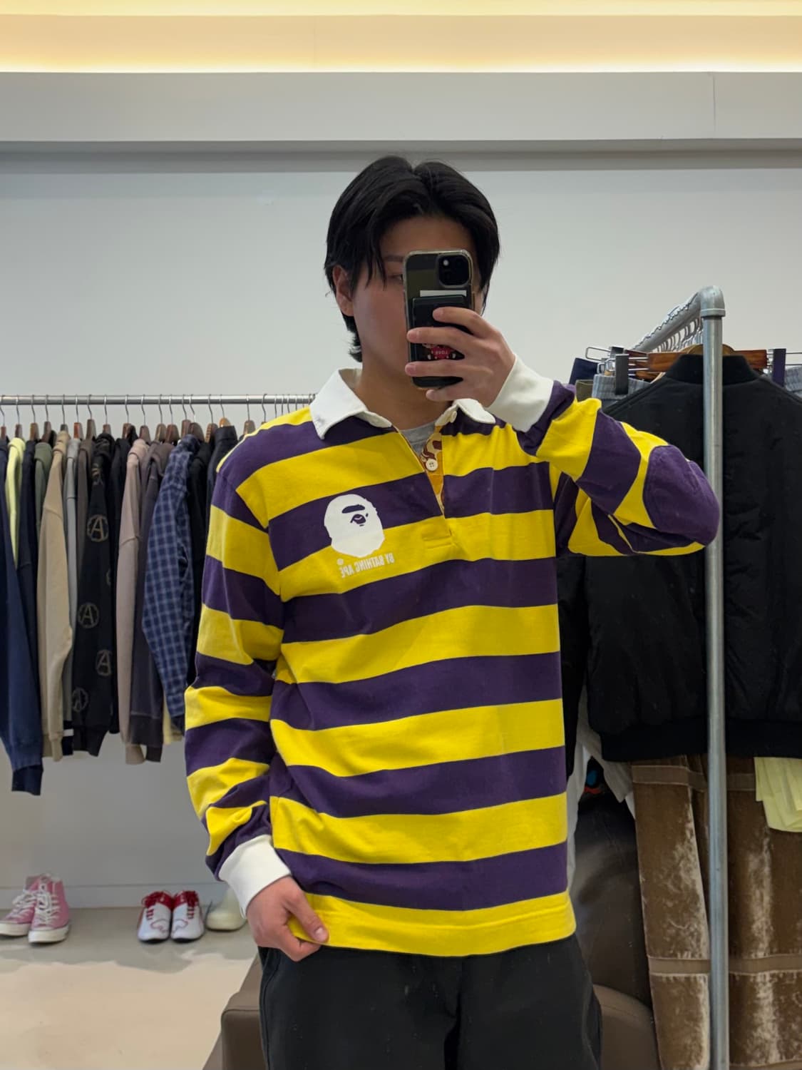 베이프 스트라이프 긴팔 럭비 셔츠 상품이미지8