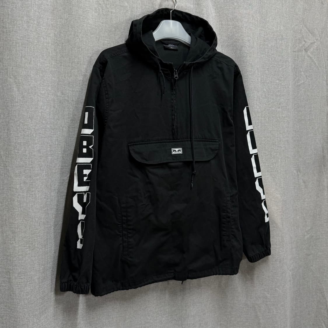 [F] 오베이 블랙 코튼 후드 아노락 반집업 긴팔티 상품이미지2