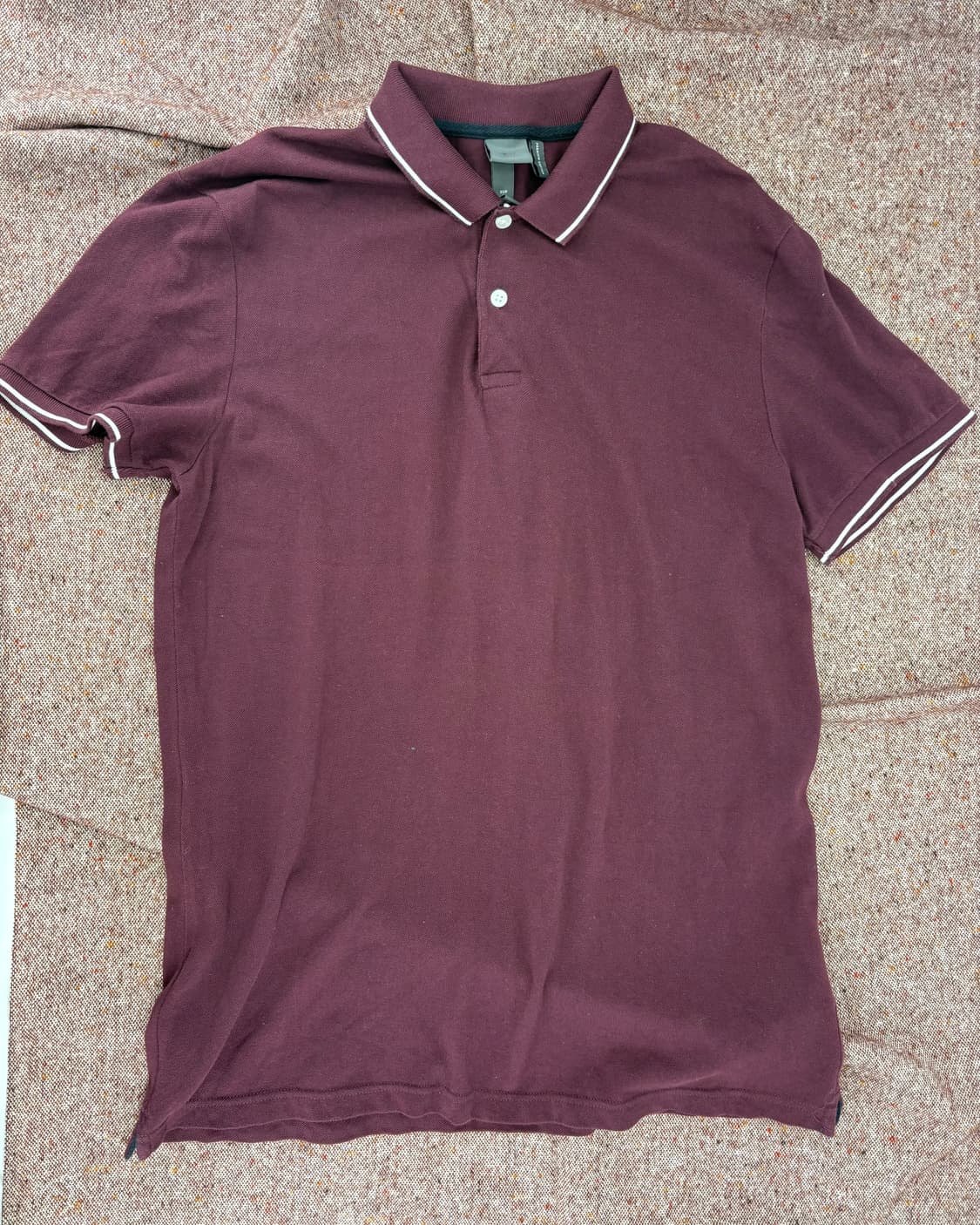 🍷 H&M 프리미엄 코튼 와인컬러 폴로 셔츠 (M size) 상품이미지1