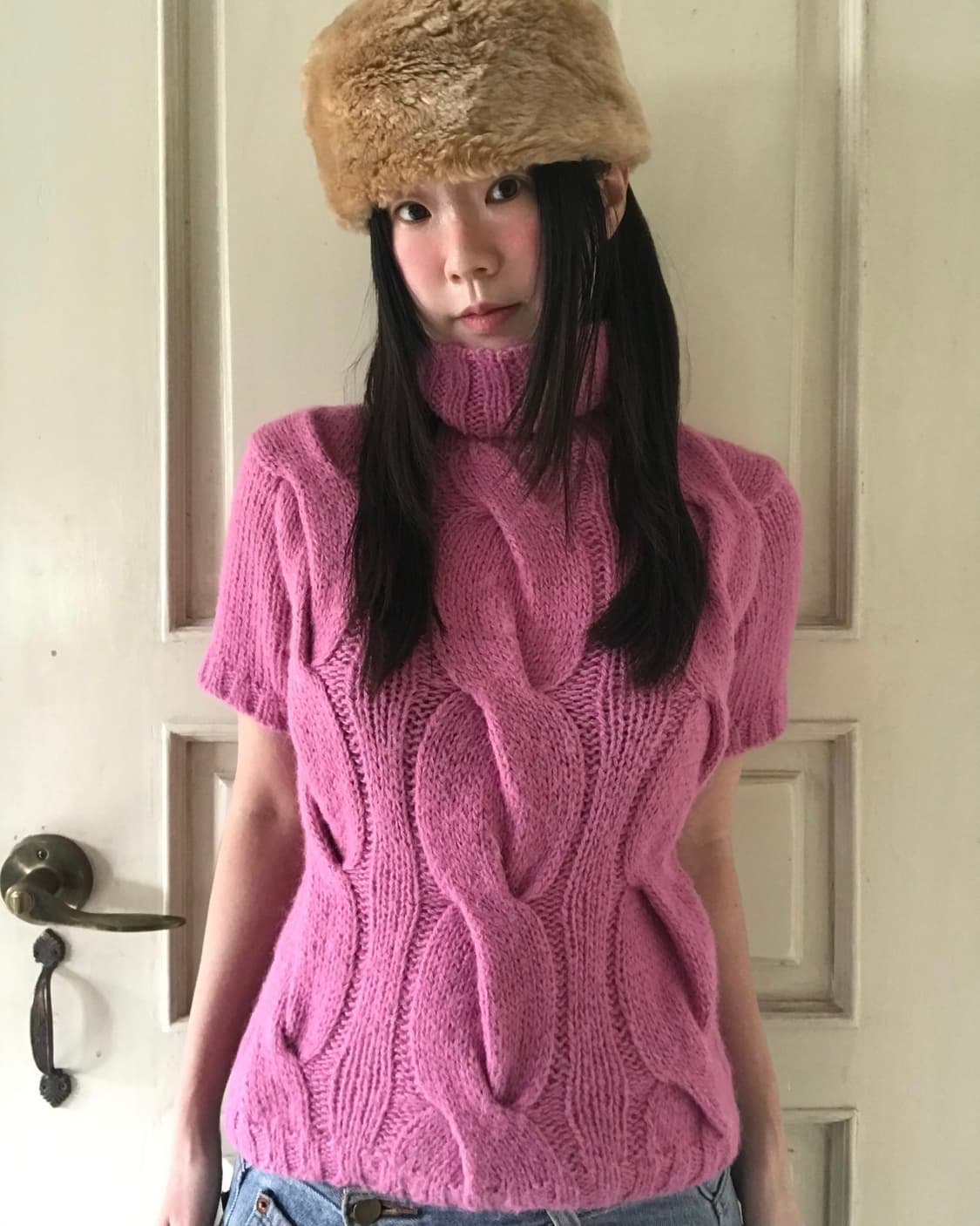 vintage pink turtle neck knit 상품이미지1
