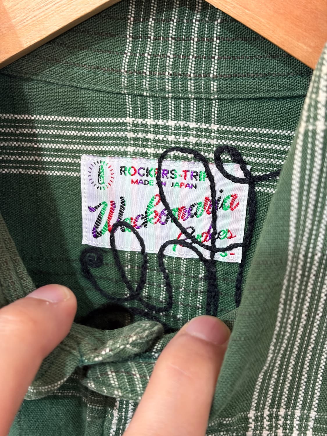 J38 와코마리아 자수 코튼 체크 셔츠 S 상품이미지3