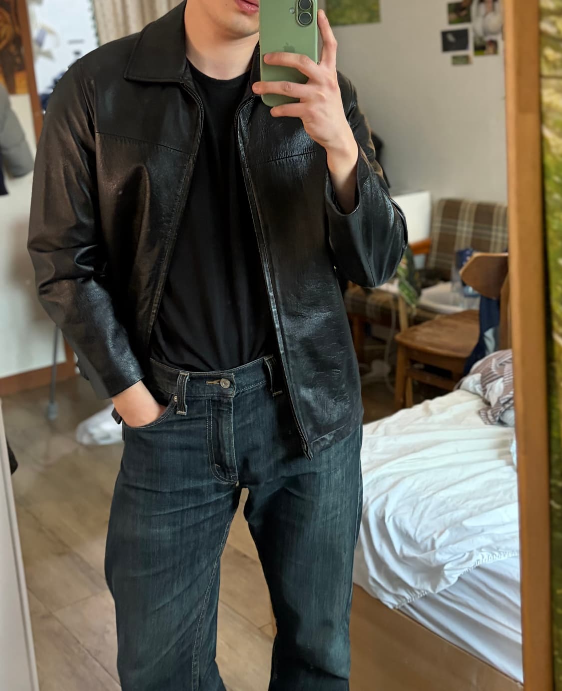 00s 빈티지 미니멀 양가죽 자켓 100 상품이미지1