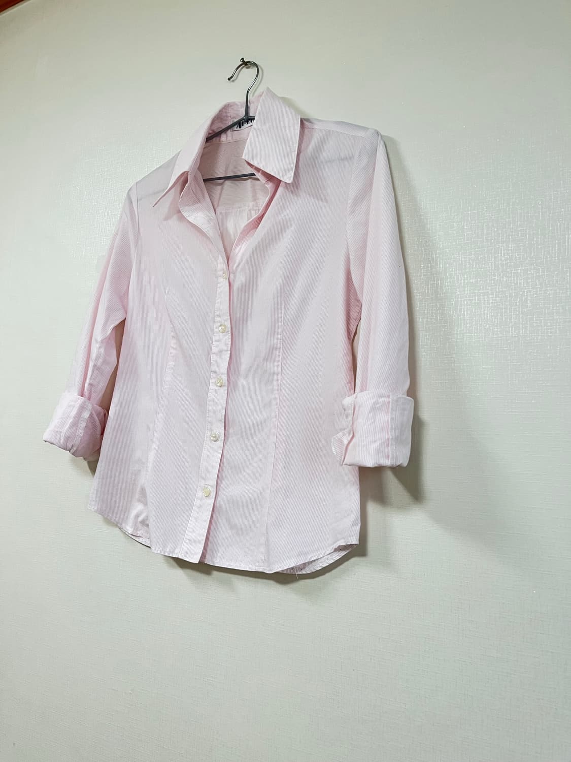 일본 빈티지 연핑크 스트라이프 셔츠 상품이미지2