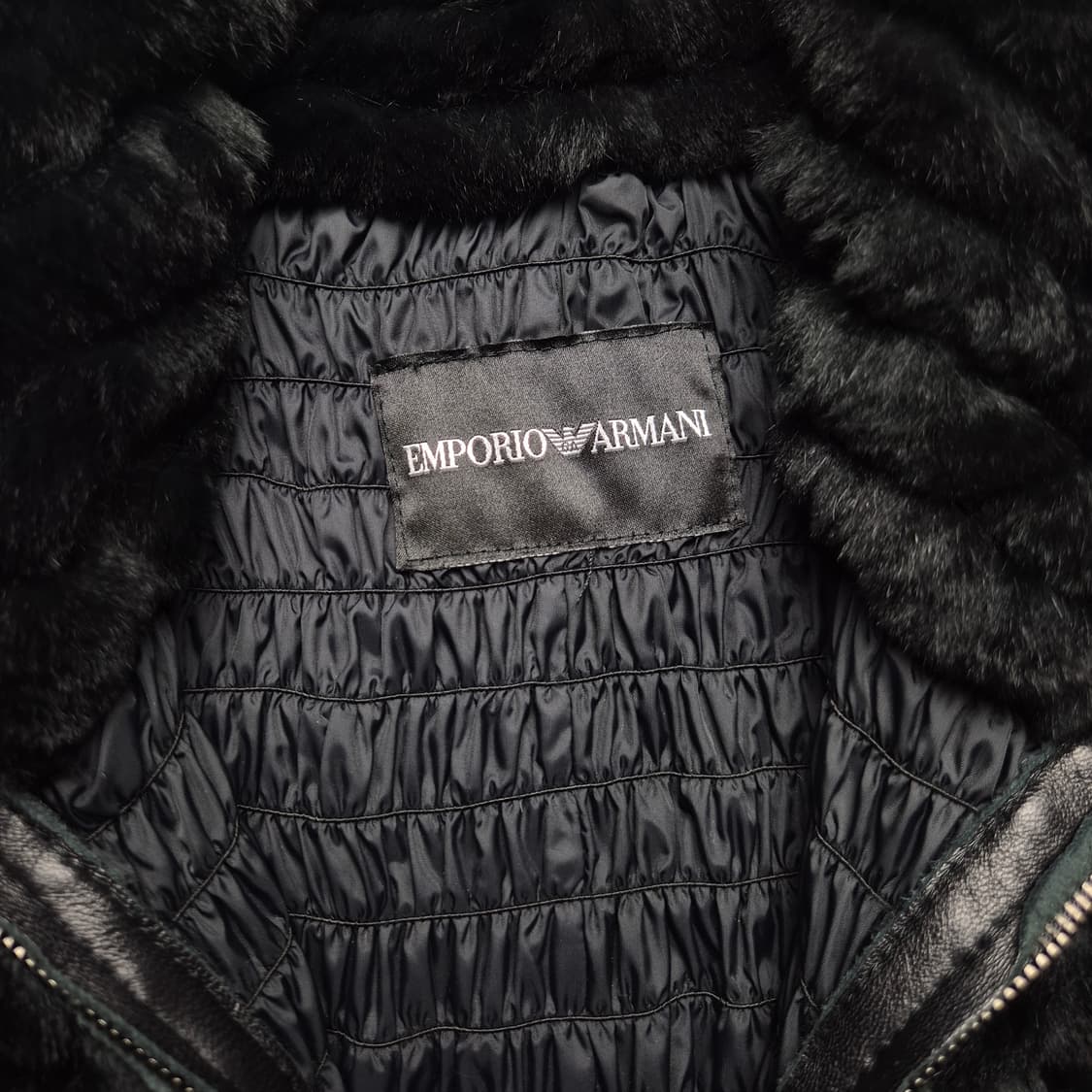 [S] 엠포리오 아르마니 퍼 레더 믹스 롱자켓 상품이미지6