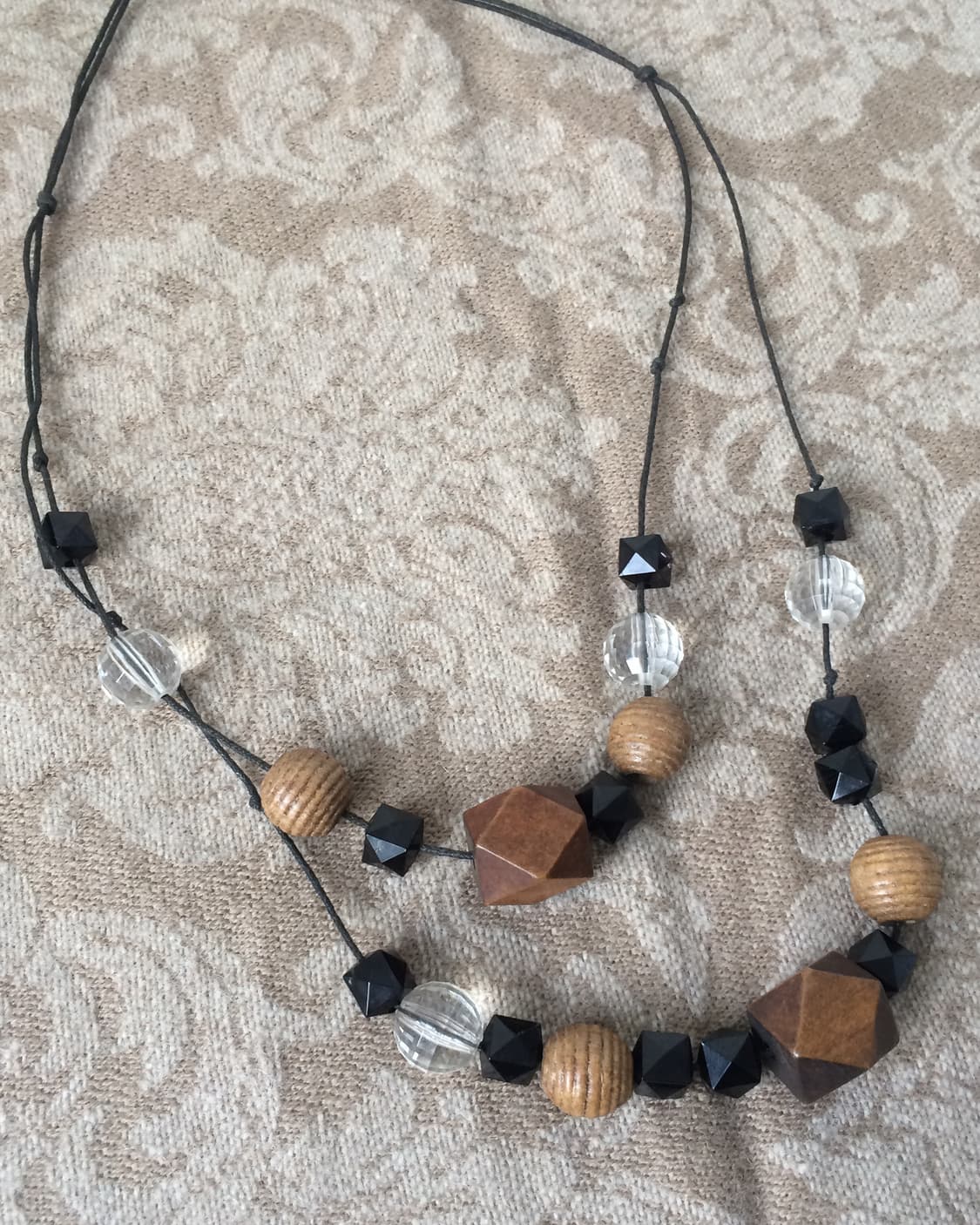 wood beads layer necklace 상품이미지1
