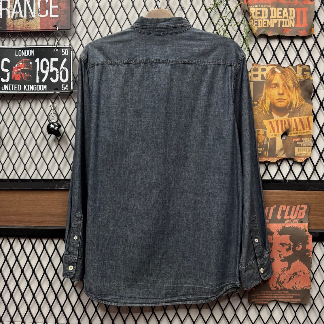 00s 리바이스 워싱 데님 셔츠 전면 투포켓 포인트 그레이청 상품이미지2