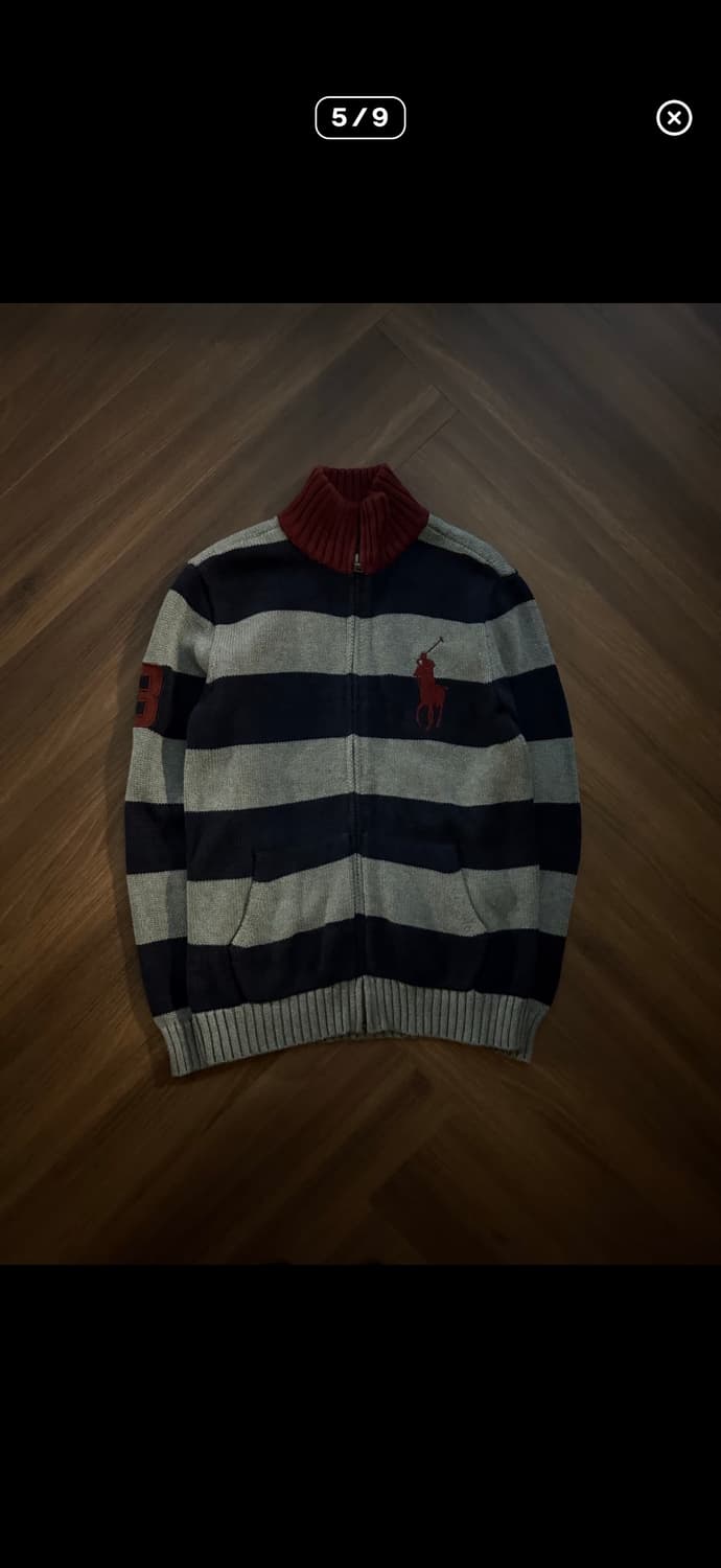 폴로 랄프로렌 빅포니 단가라 니트집업 상품이미지1