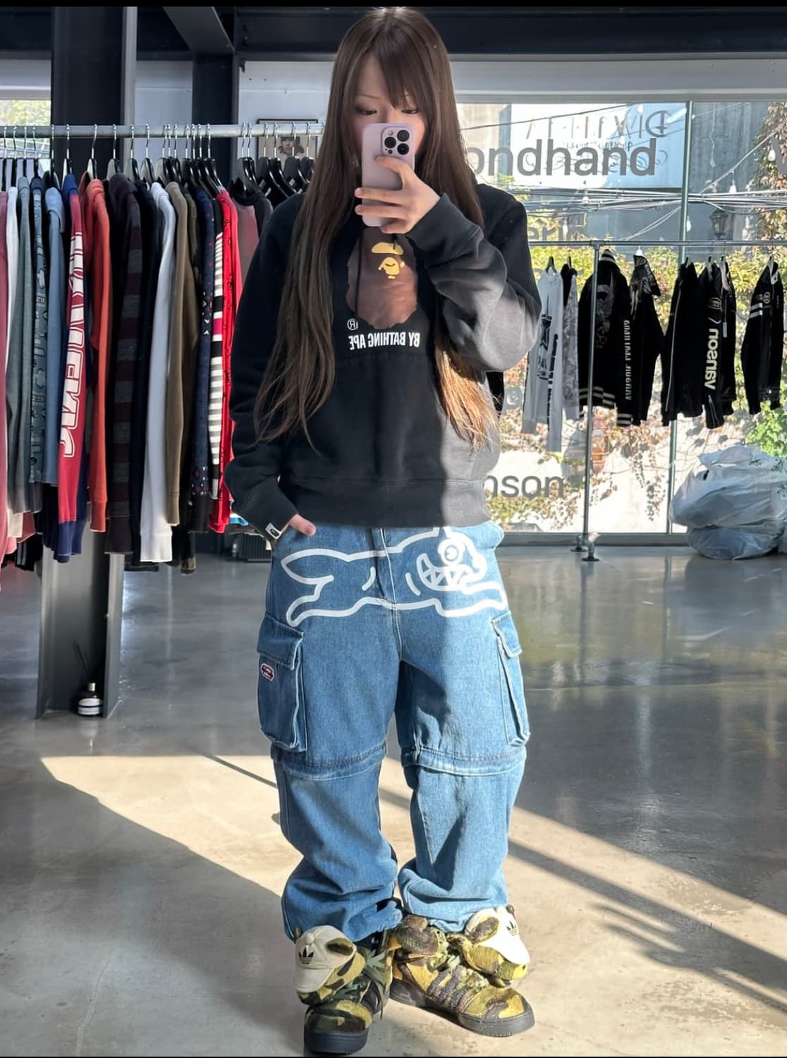 BBC 아이스크림 러닝독 투웨이 데님카고팬츠 상품이미지3