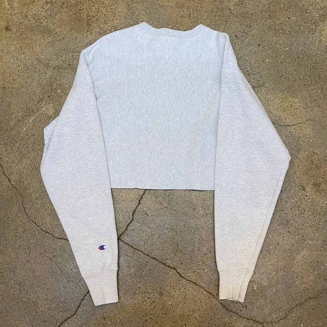 USA 미국 빈티지 리버스위브 챔피온 크롭 맨투맨 회색 상품이미지5