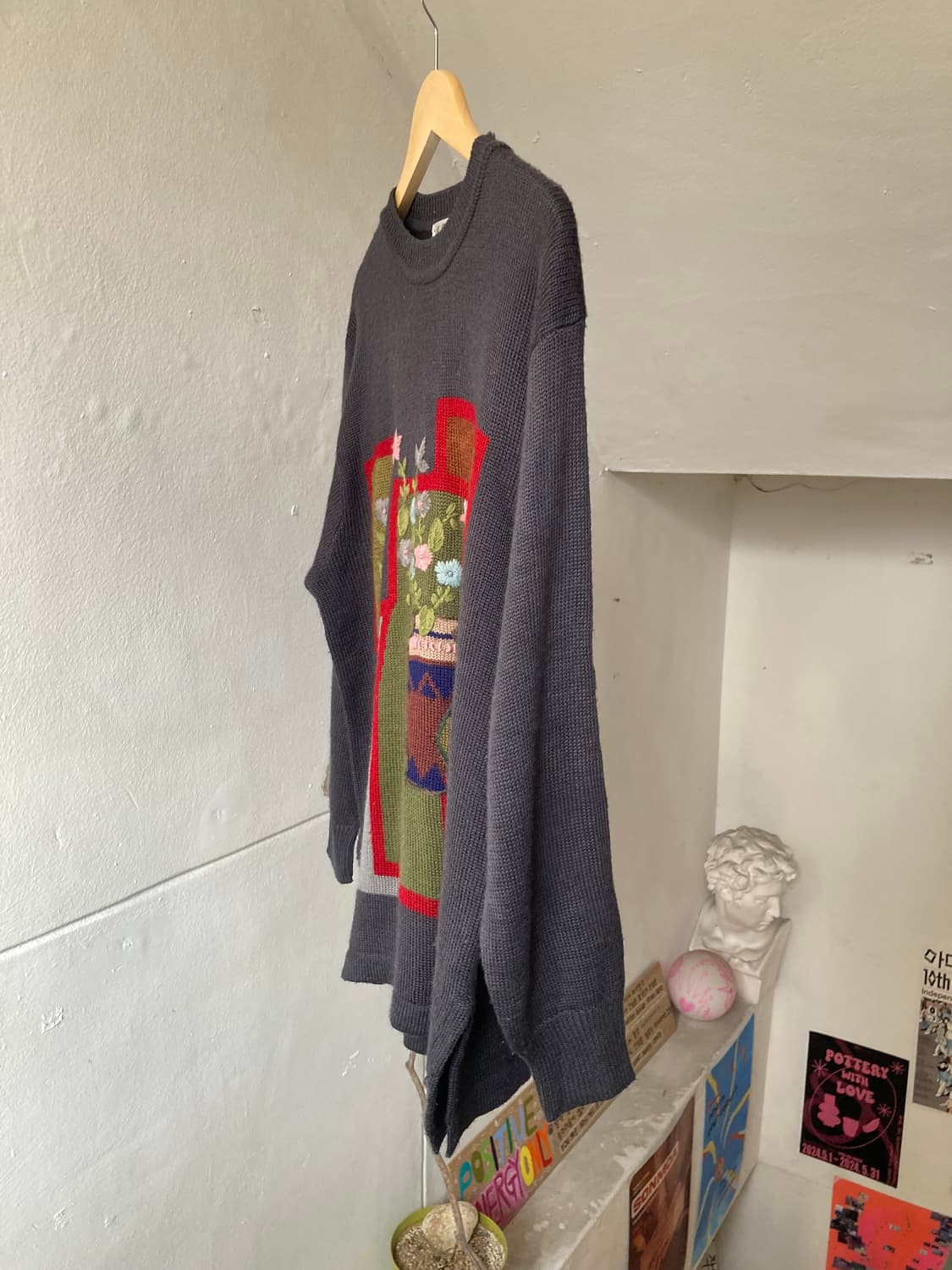 빈티지 자수 그레이 니트 상품이미지4