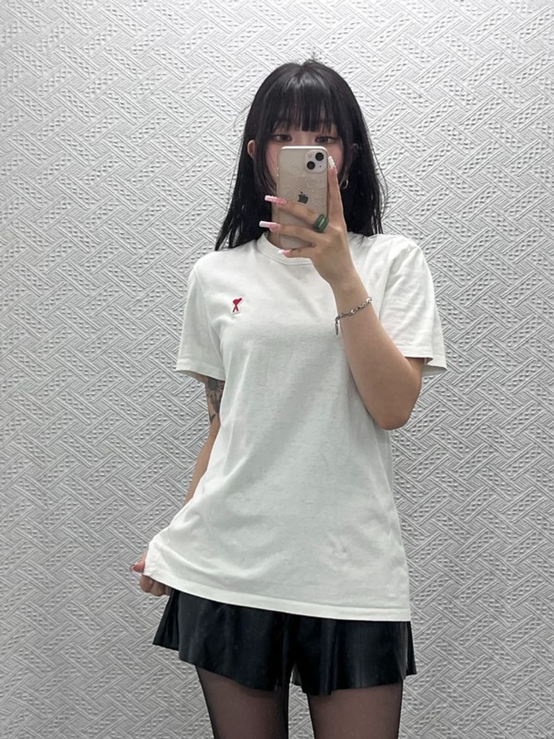 아미 빈티지 캐주얼 키치 스몰 하트로고 반팔티 90 C12490 상품이미지2