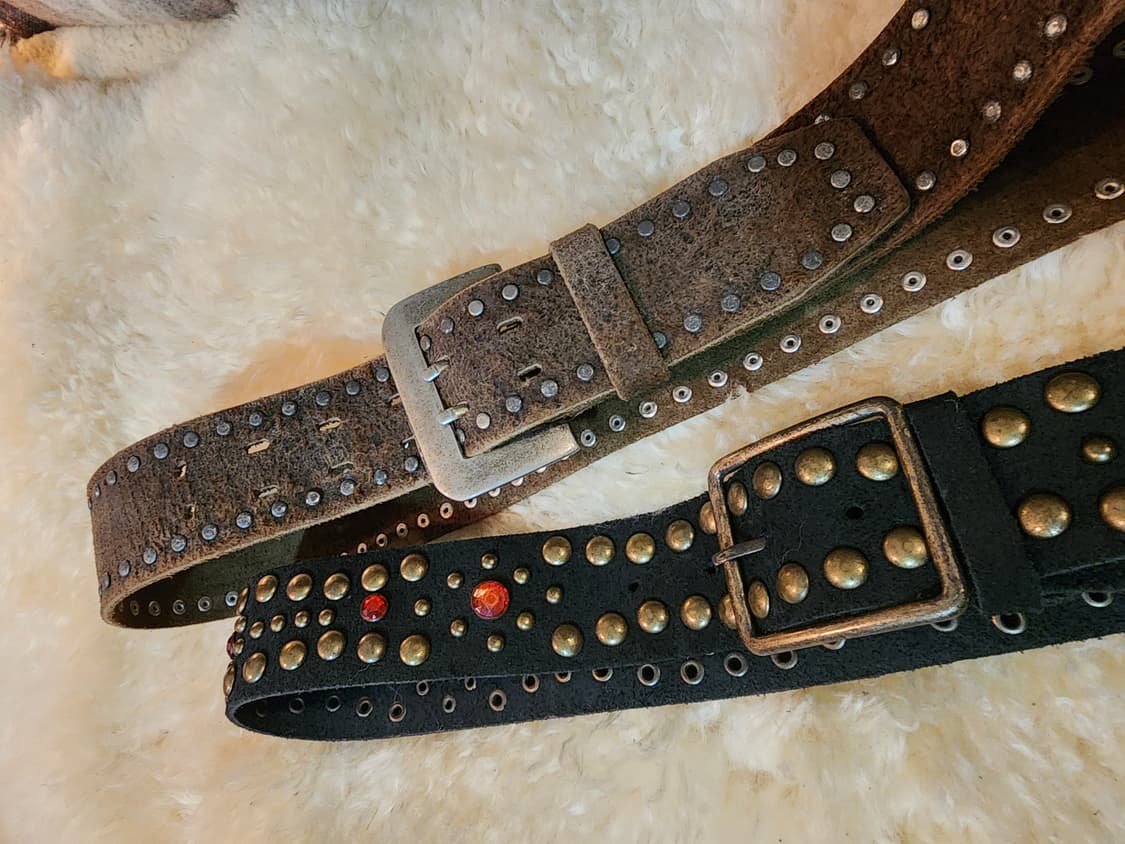 빈티지 남녀공용 스웨이드 통가죽 벨트 상품이미지5