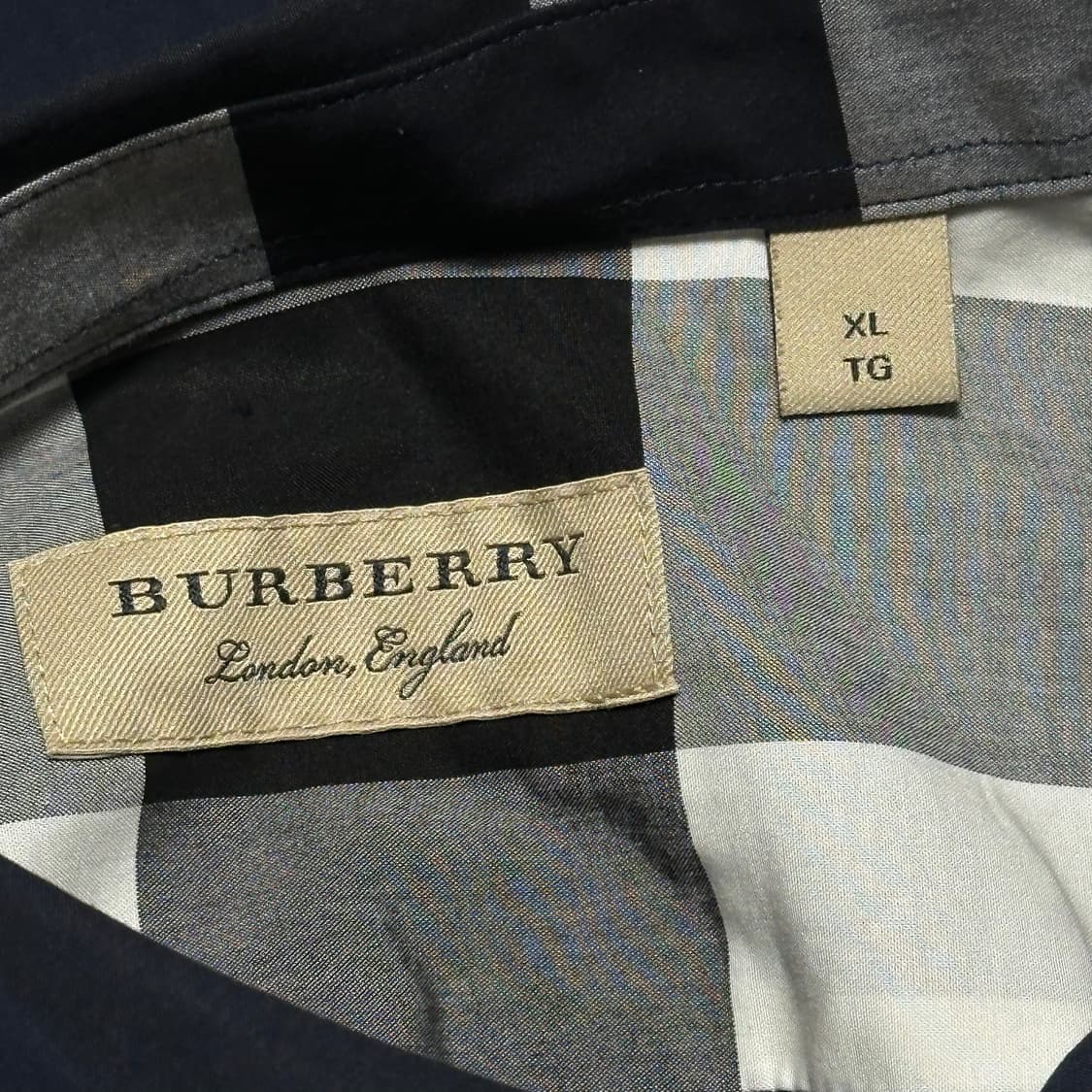 XL 버버리 네이비 체크 반팔 셔츠 상품이미지4