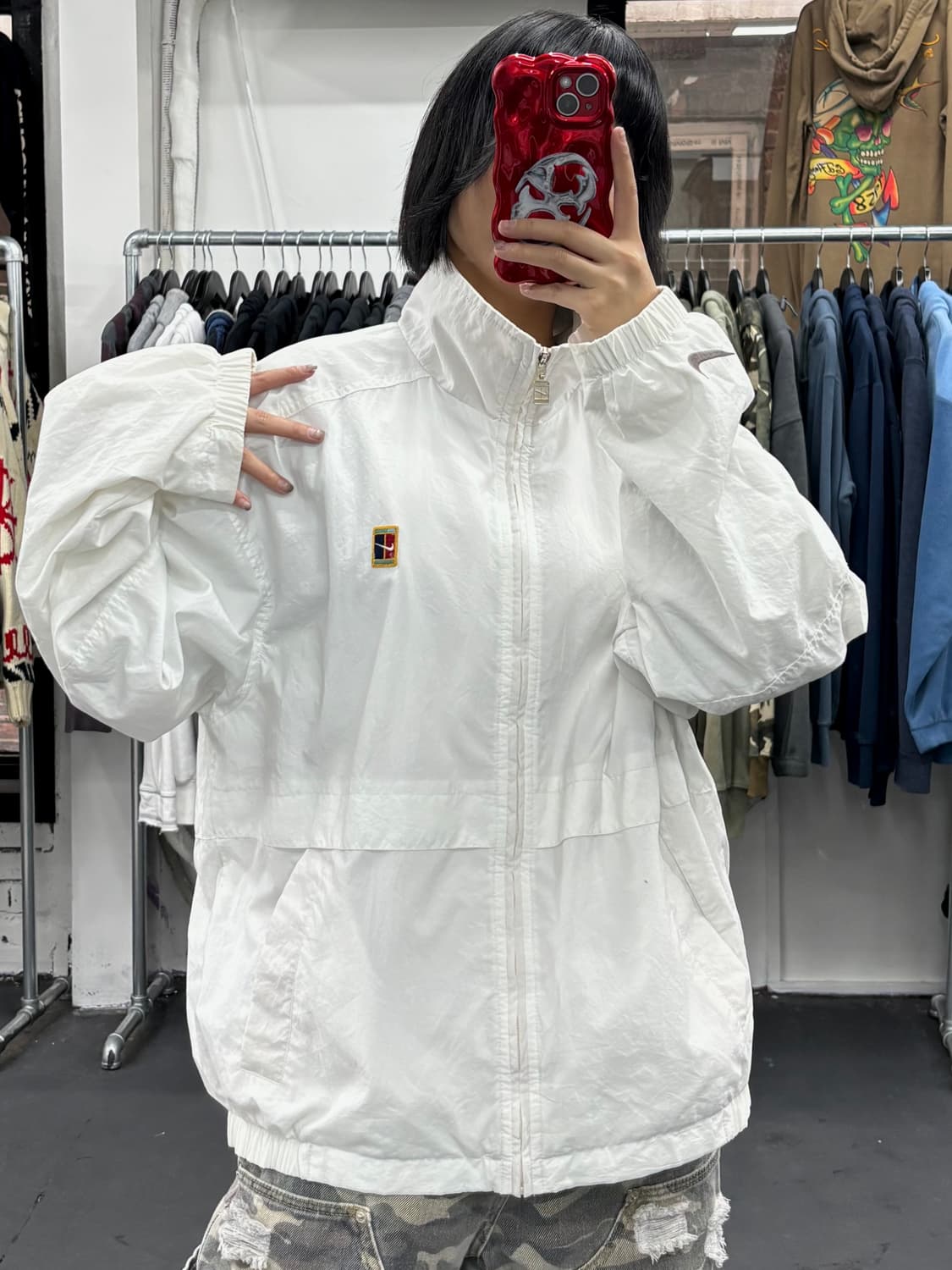 나이키 올드스쿨 화이트 바람막이 상품이미지1