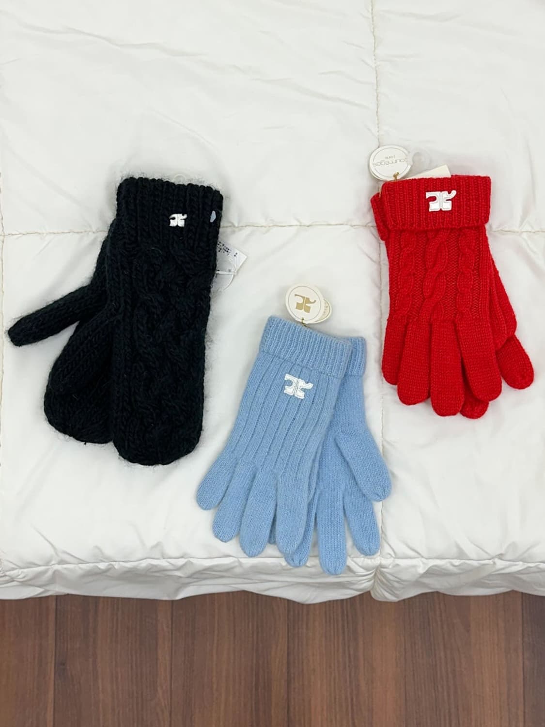 [새상품] courreges / 꾸레쥬 스카이블루 울 장갑  상품이미지9