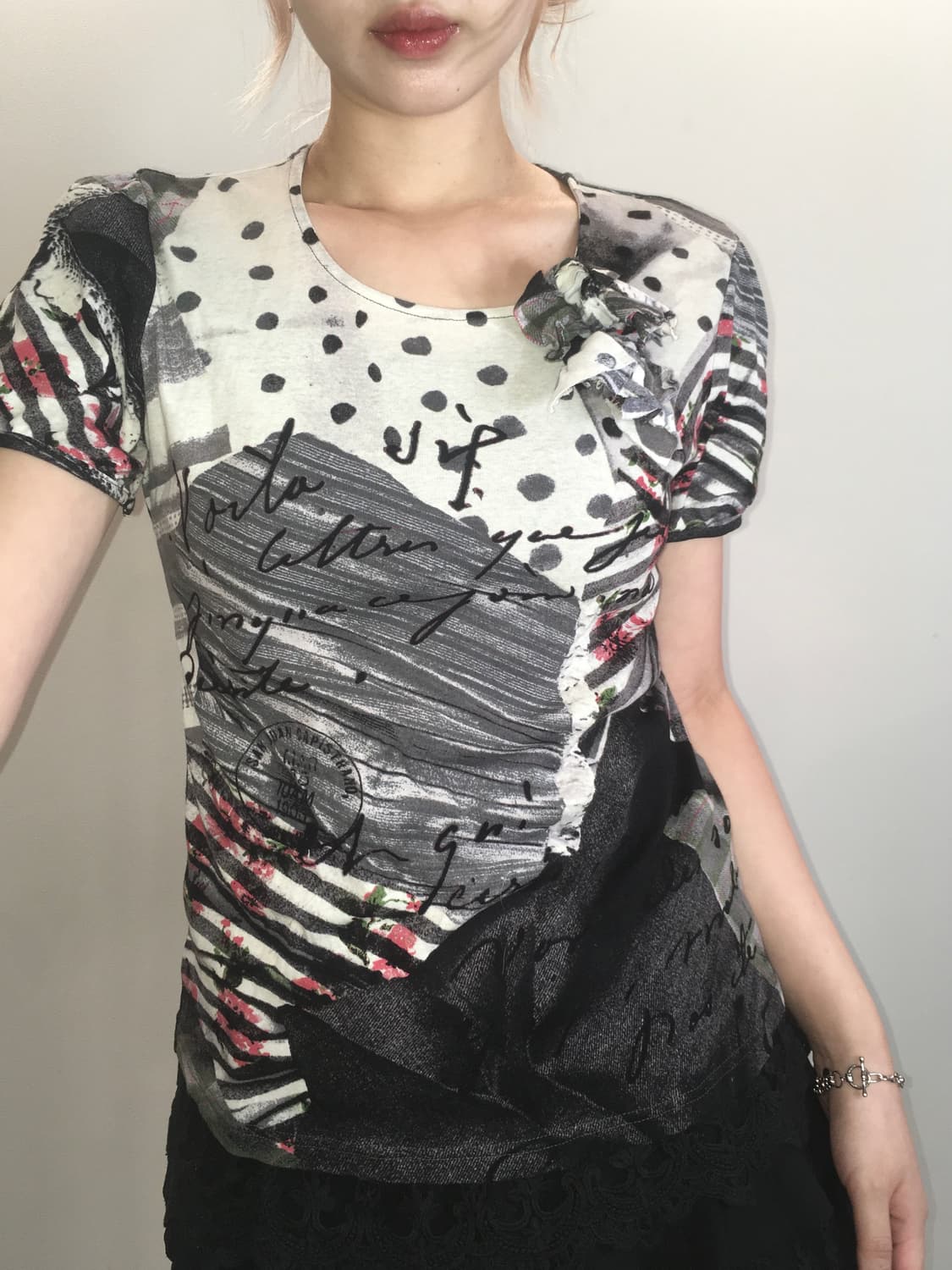 jpn vintage dot unique puff t shirt 상품이미지4
